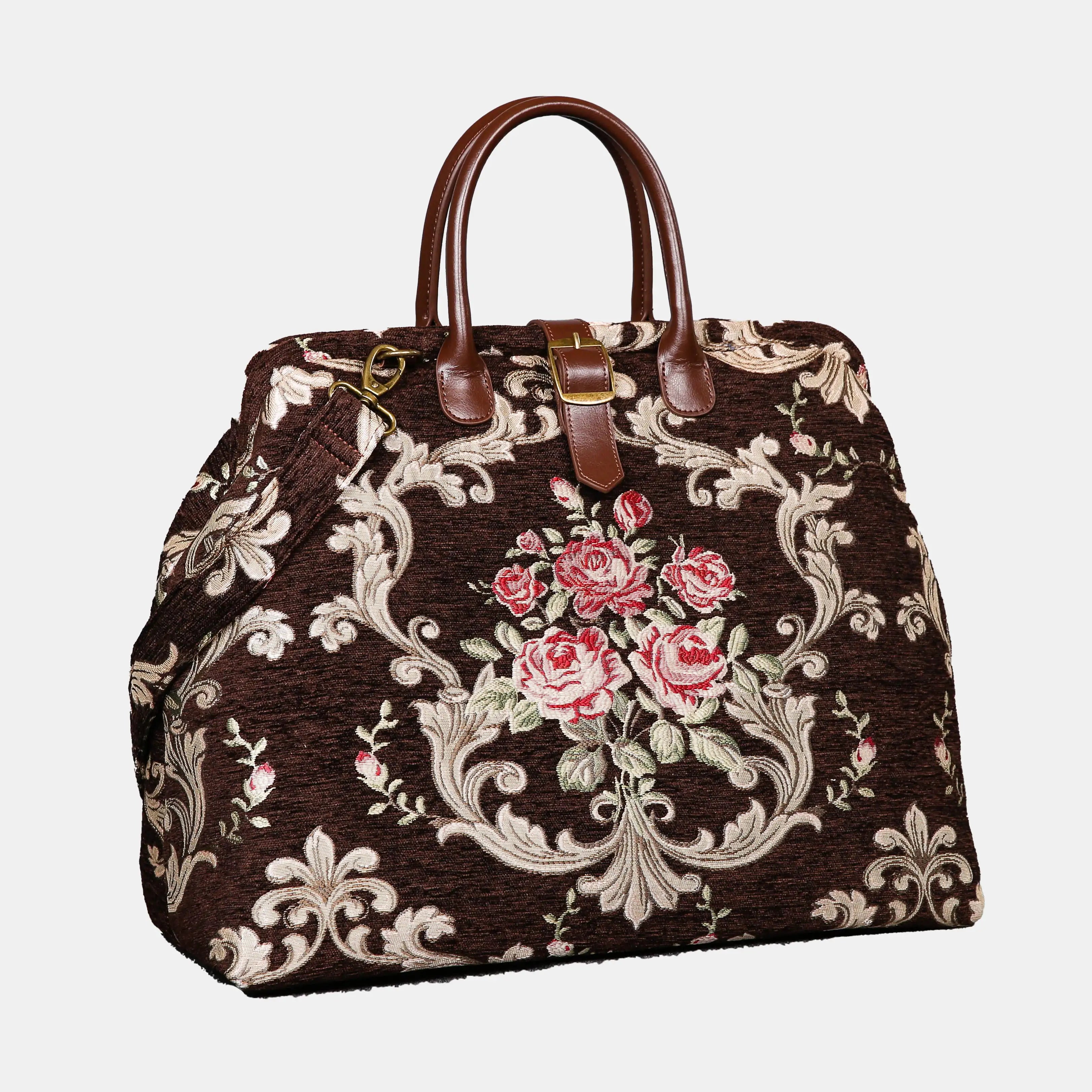 Baroque Garden Brown Mary Poppins Weekender Carpetbag of America front
