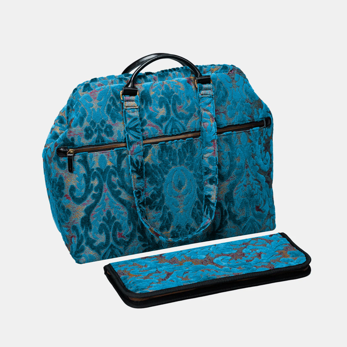 Burnout Velvet Aqua Blue Knitting Project Bag group