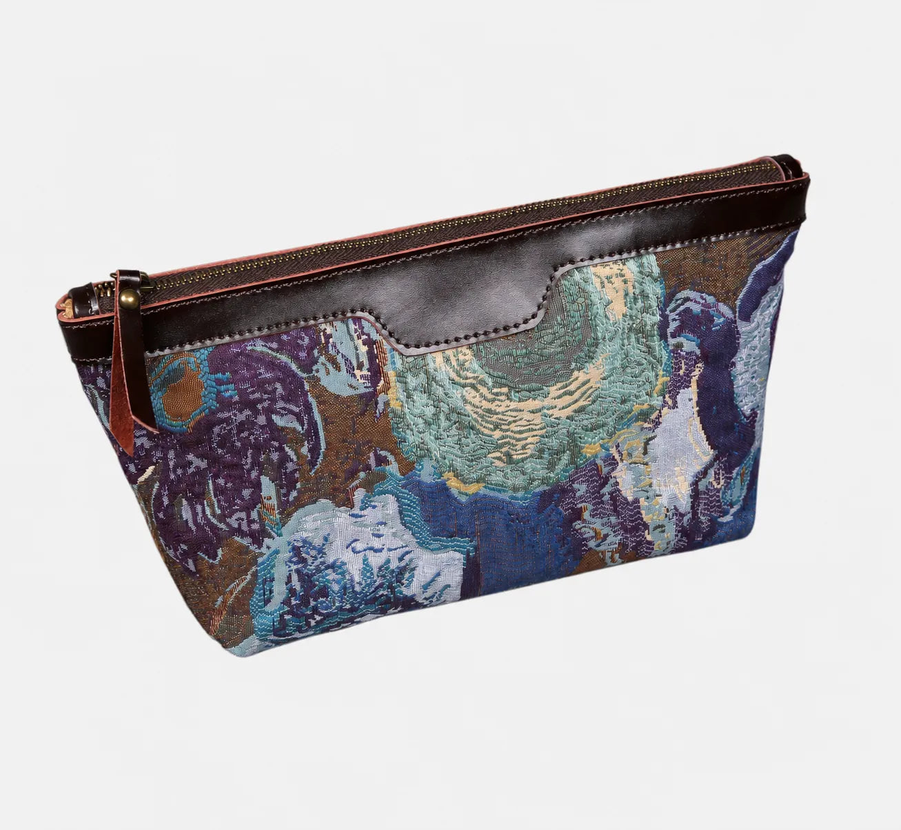 Abstract Blue Carpet Makeup Bag carpet bag MCW Handmade of America front