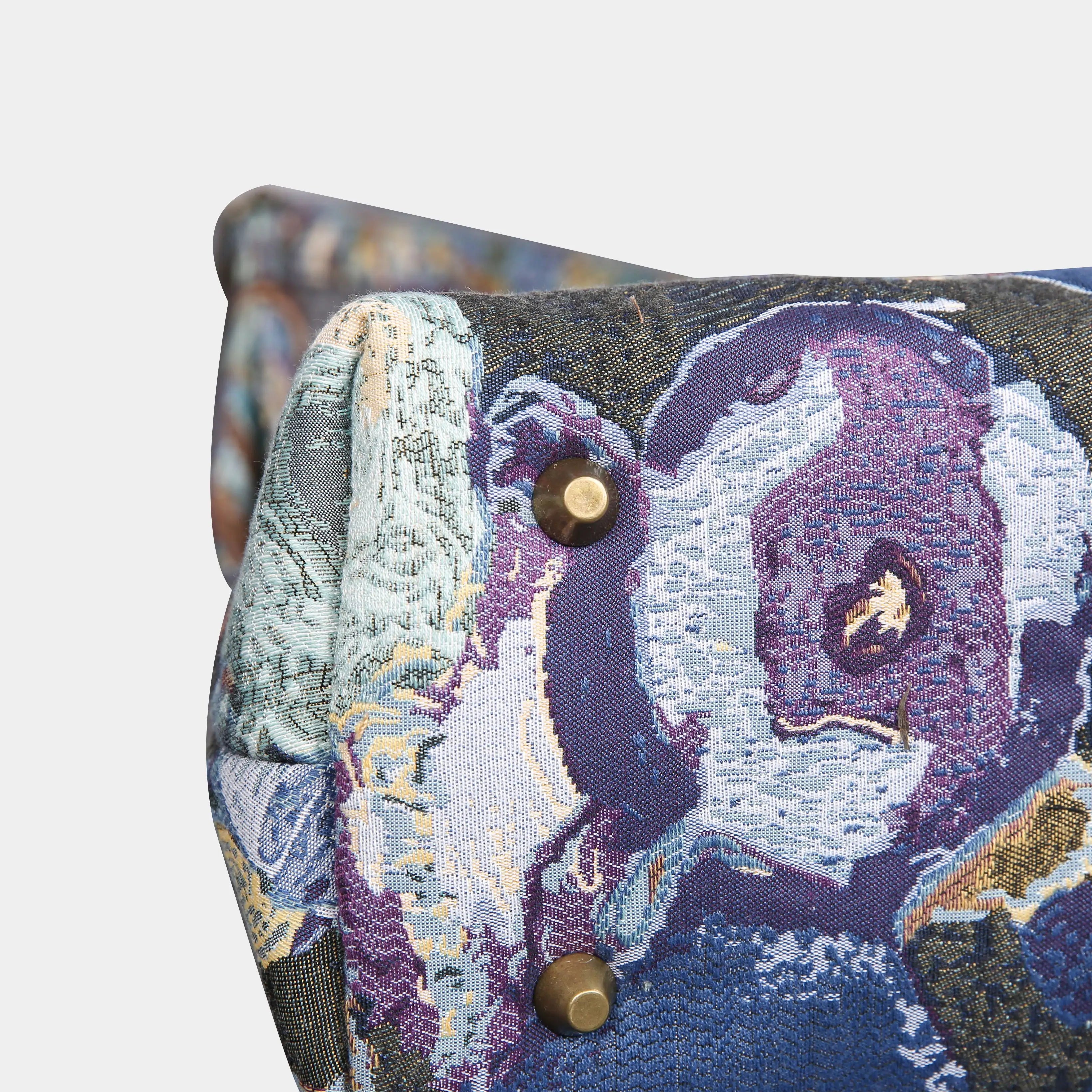 Abstract Blue Carpet Satchel carpet bag MCW Handmade of America bottom