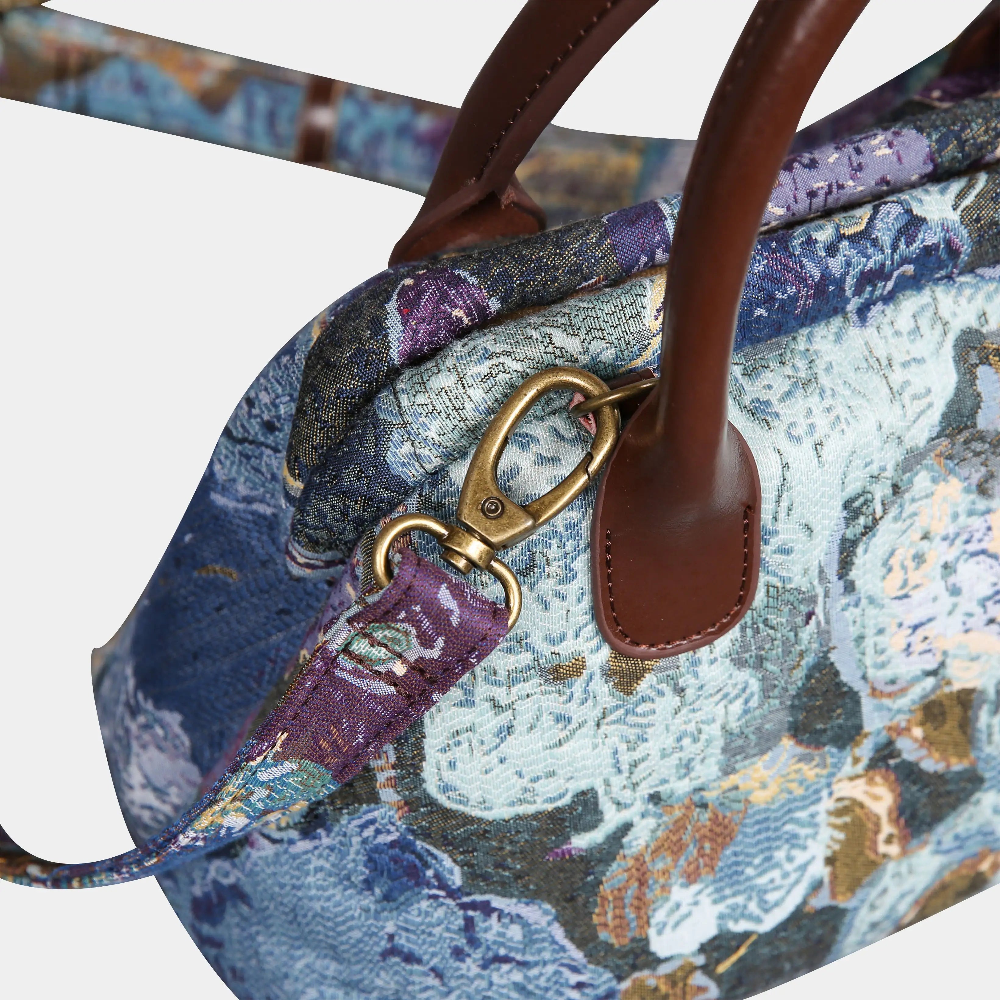 Abstract Blue Carpet Satchel carpet bag MCW Handmade of America buckle