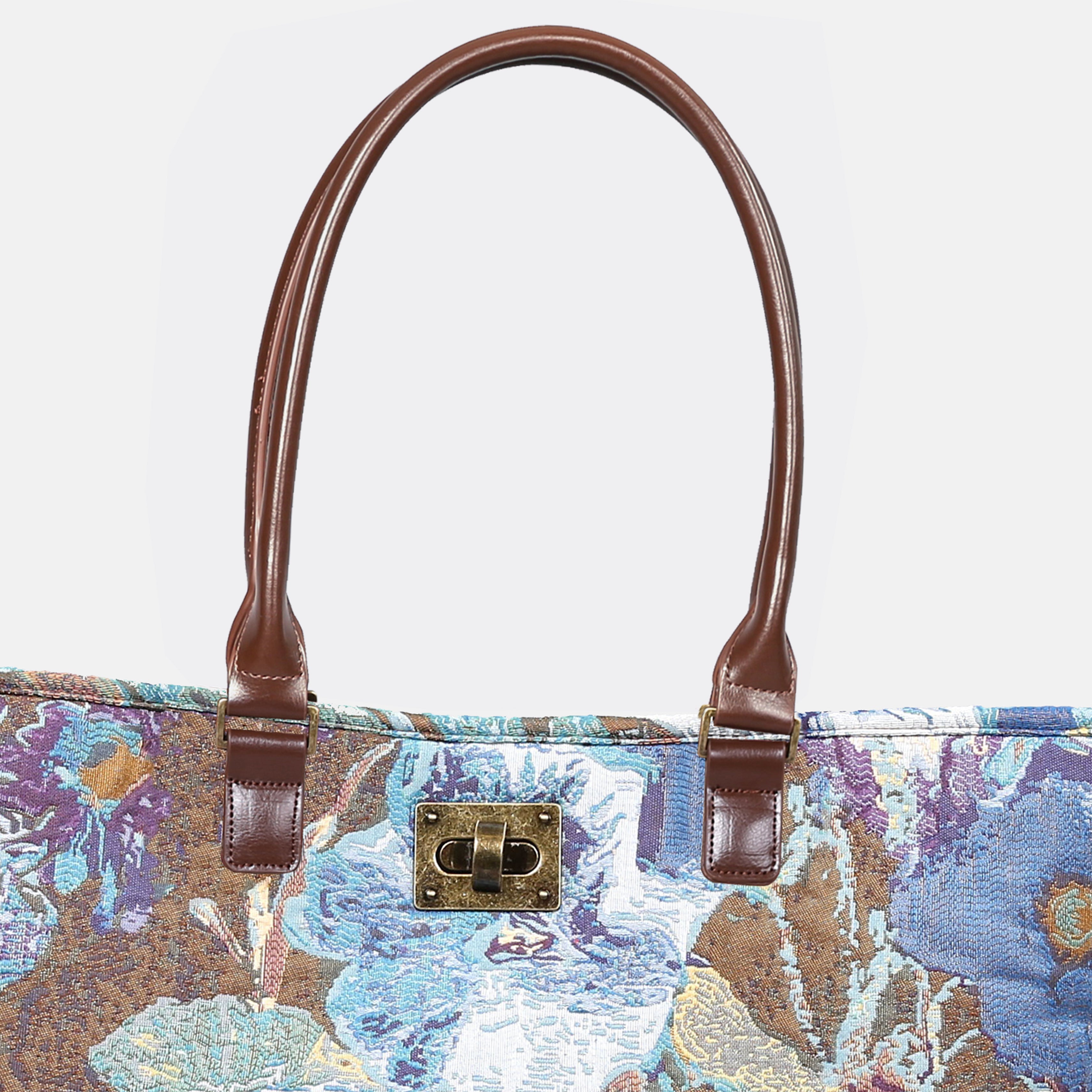 Abstract Blue Carpet Tote Shopper Carpetbag of America closure