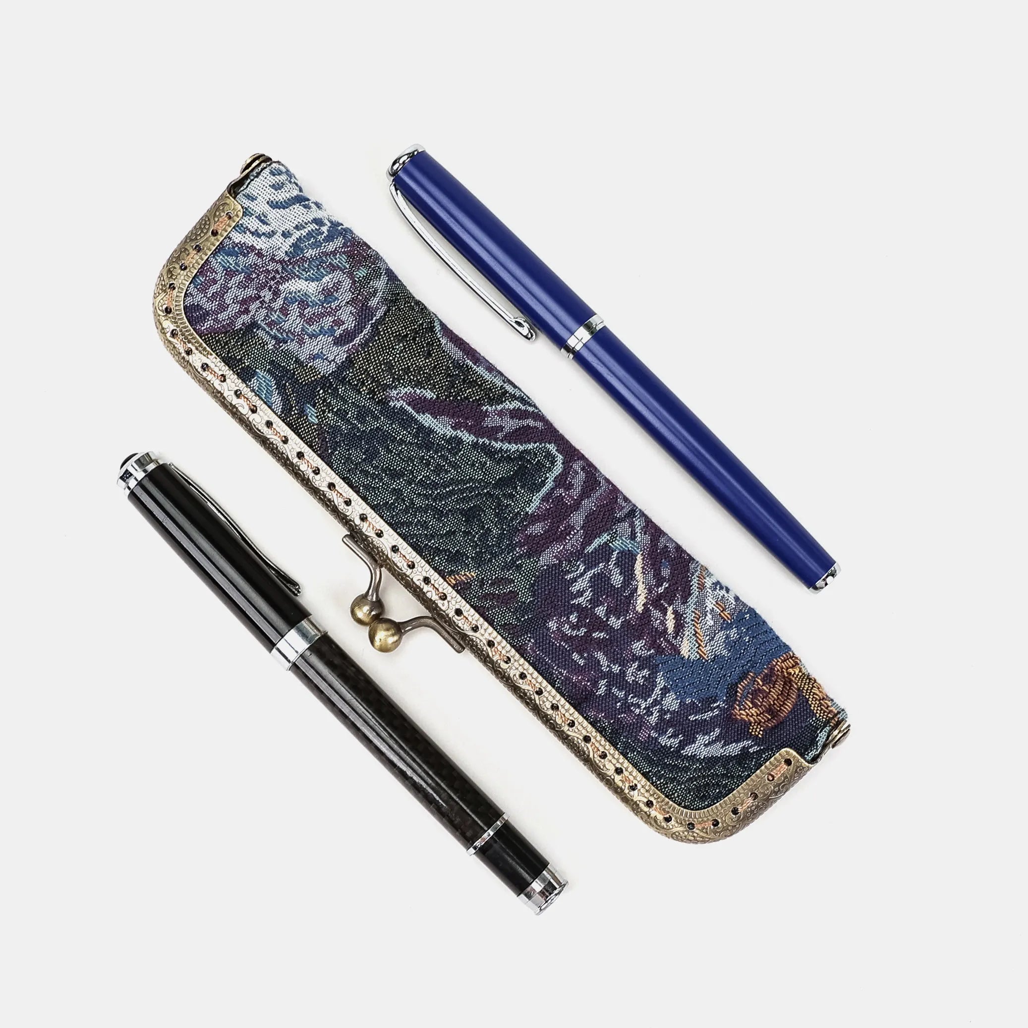 Abstract Blue Duo Pen Case Carpetbag of America side
