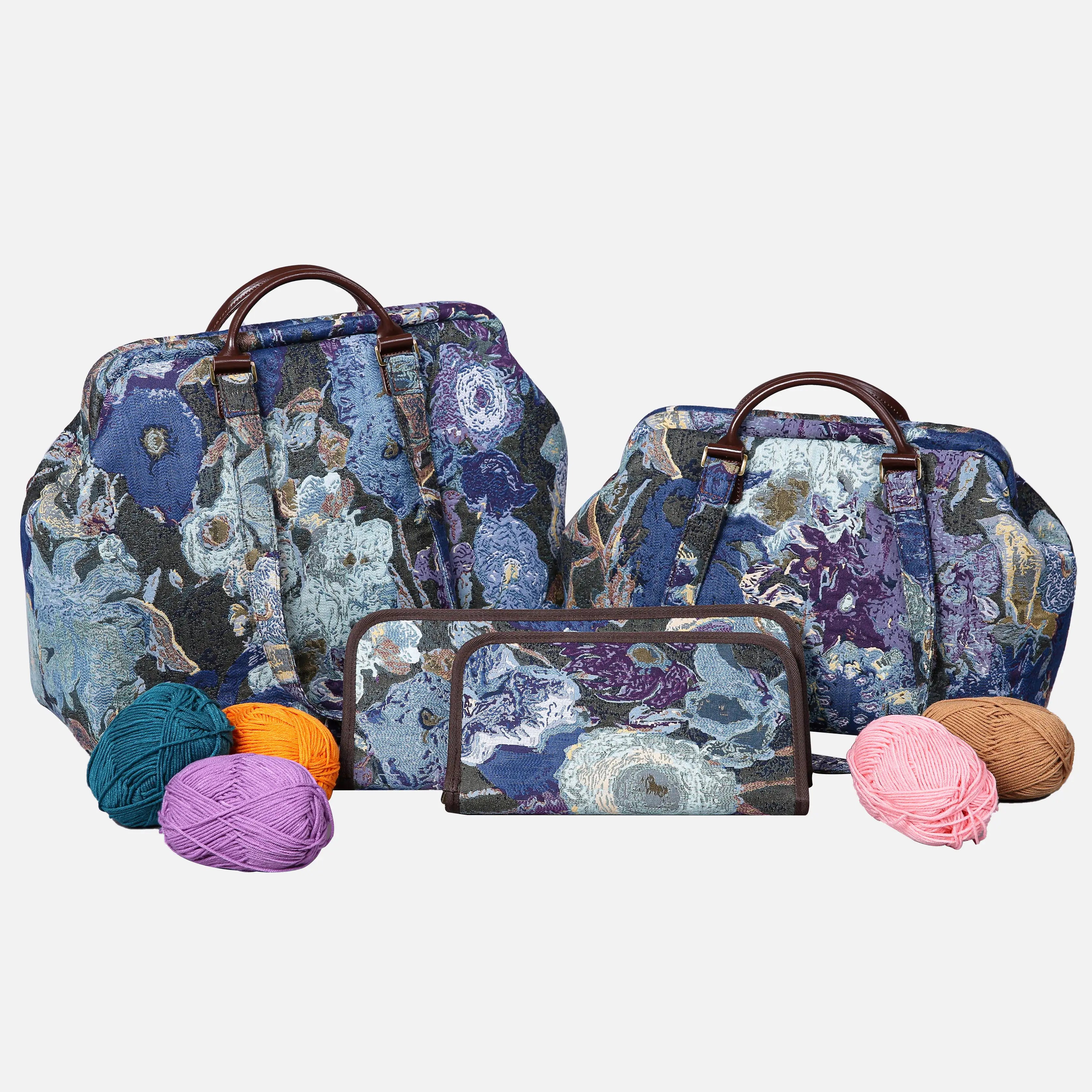 Abstract Blue Knitting Project Bag  of America-set