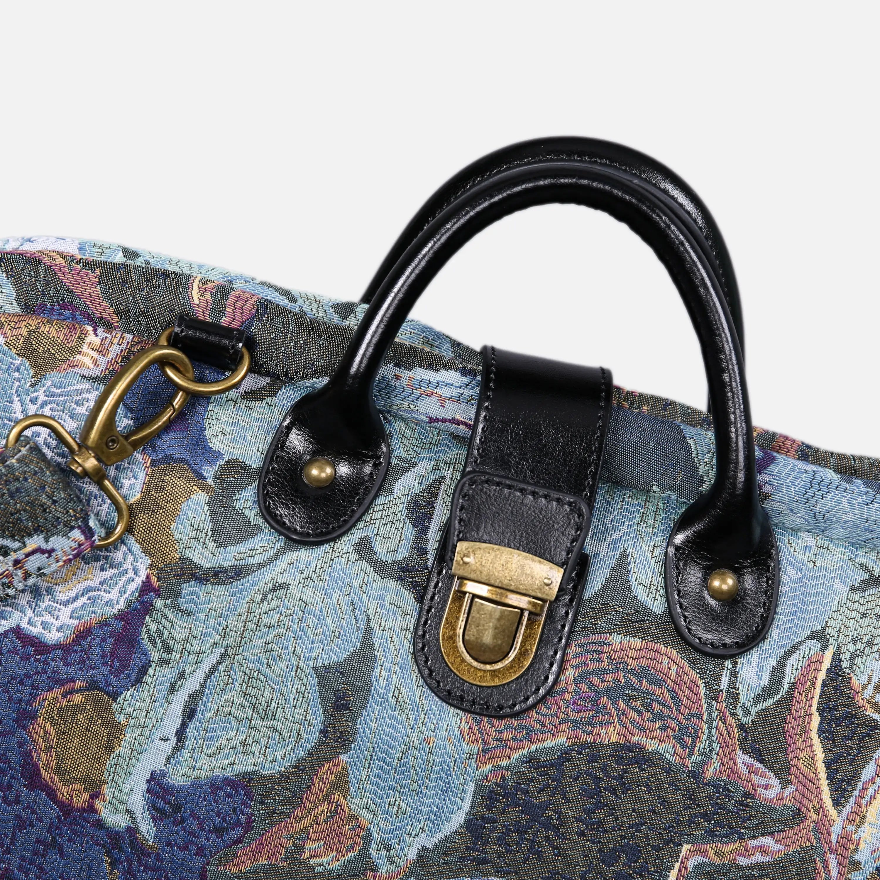 Abstract Blue carpet bag of America handle