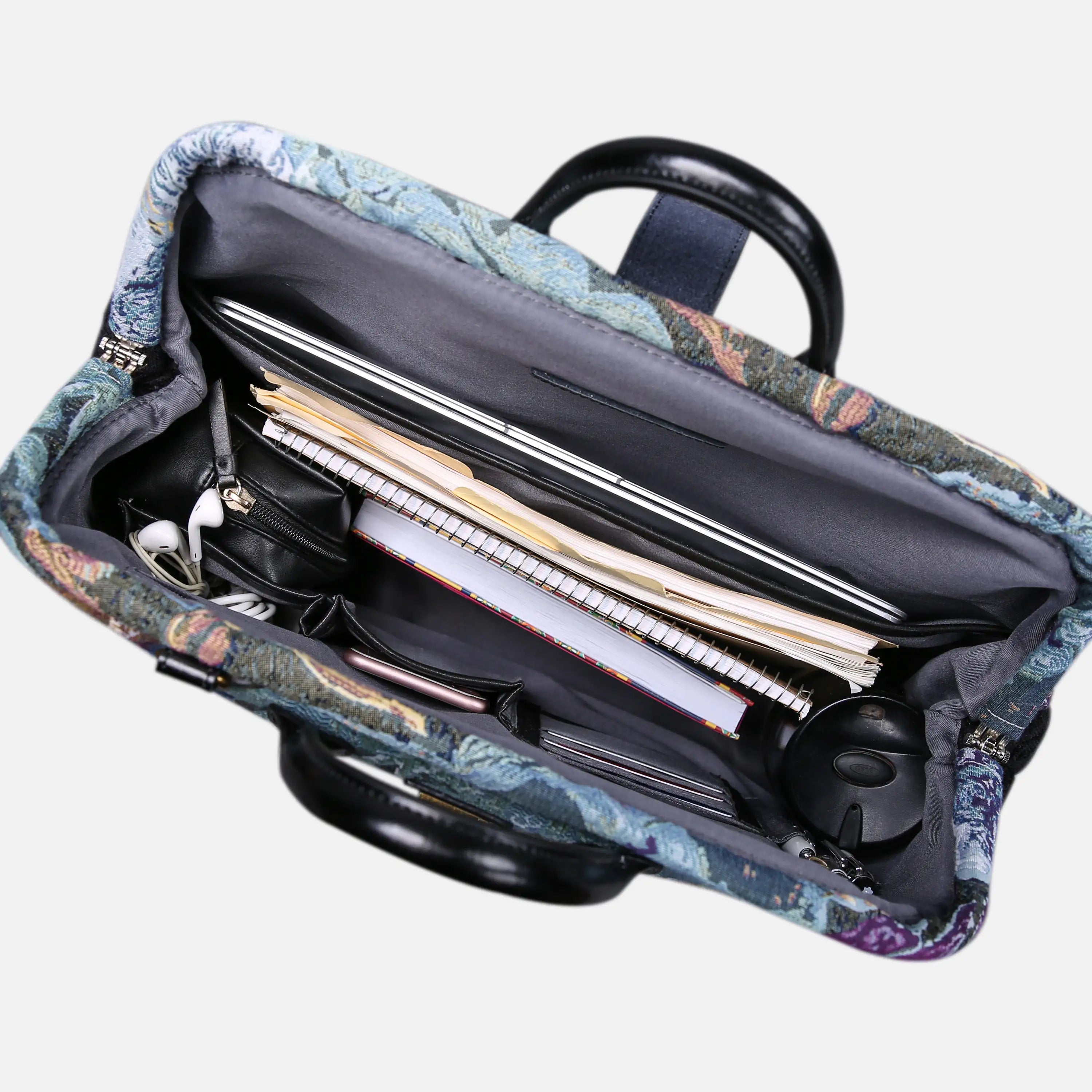 Abstract Blue carpet bag of America in use