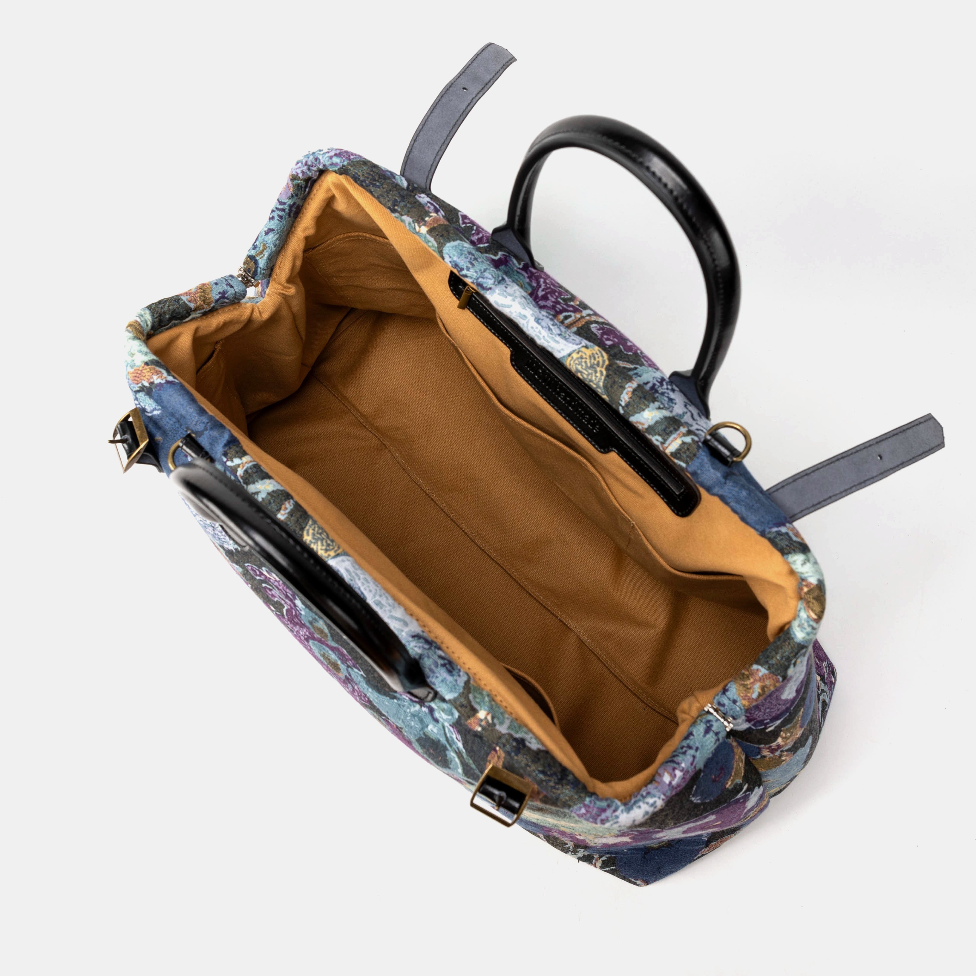 Abstract Blue Large Carpetbag of America inside