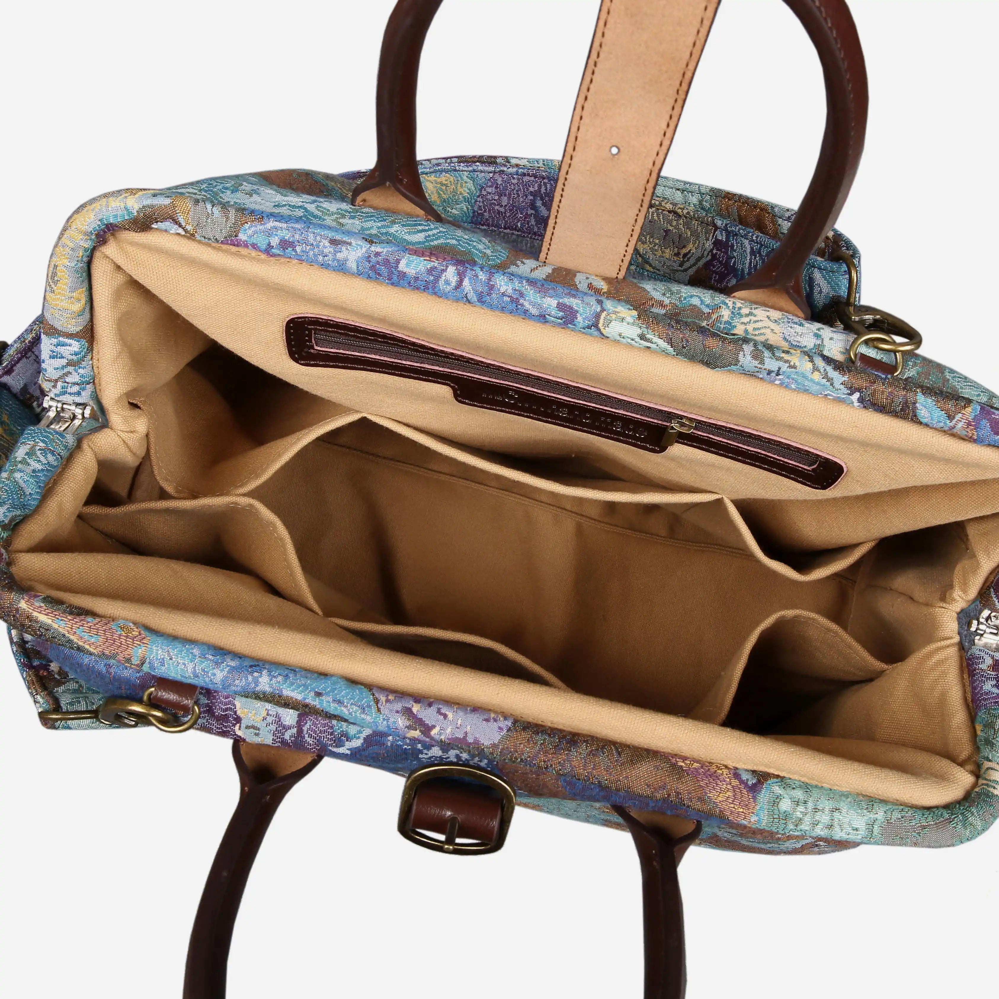 Abstract Blue Mary Poppins Weekender Travel Carpet Bag open