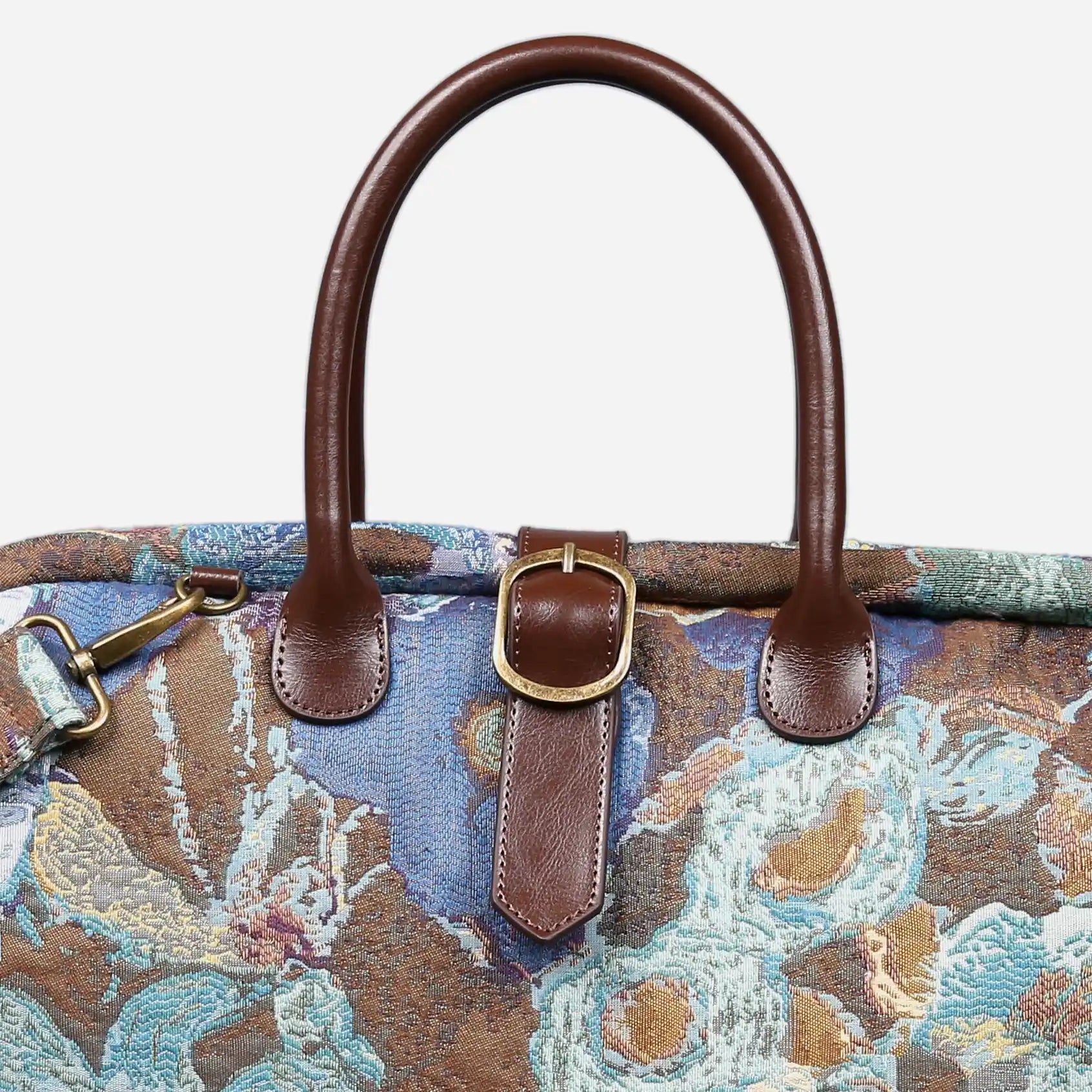 Abstract Blue Mary Poppins Weekender Travel Carpet Bag buckle