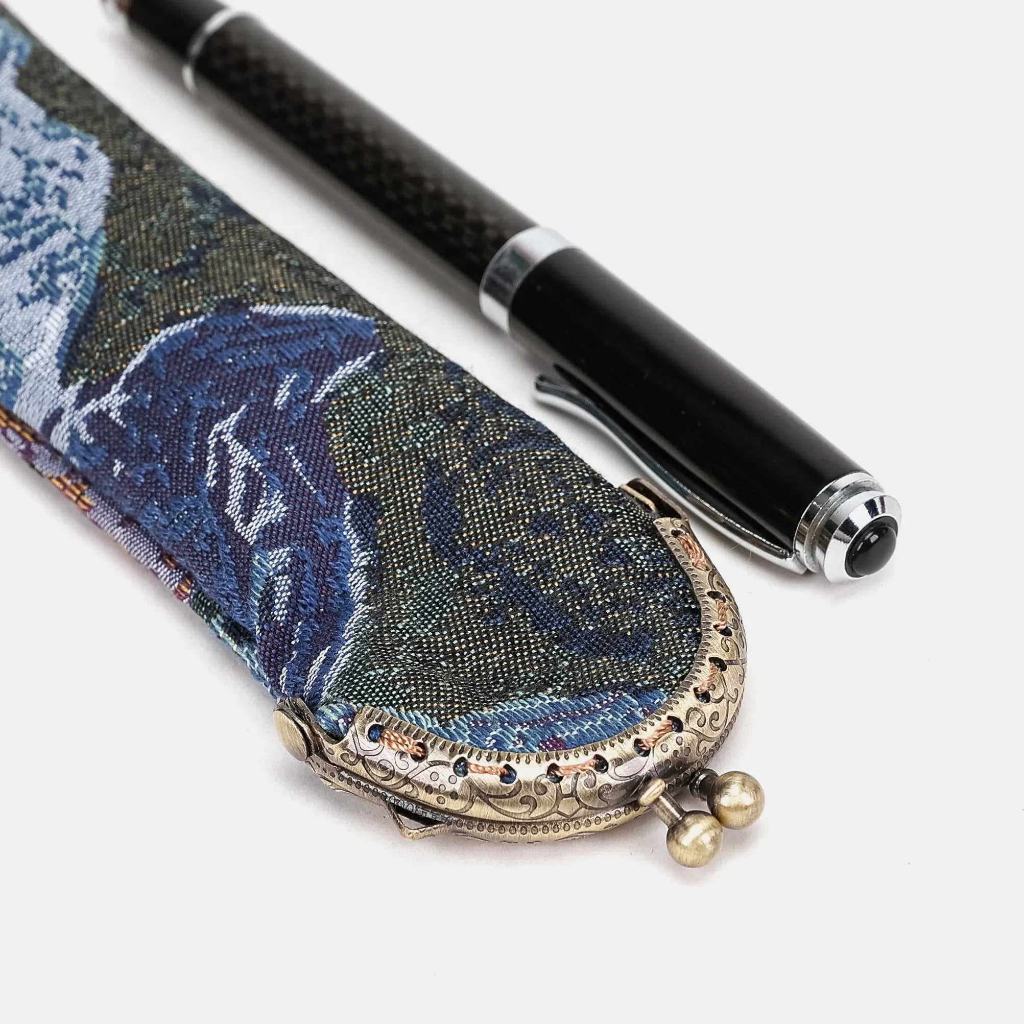 Abstract Blue Solo Pen Case Carpetbag of America metal frame