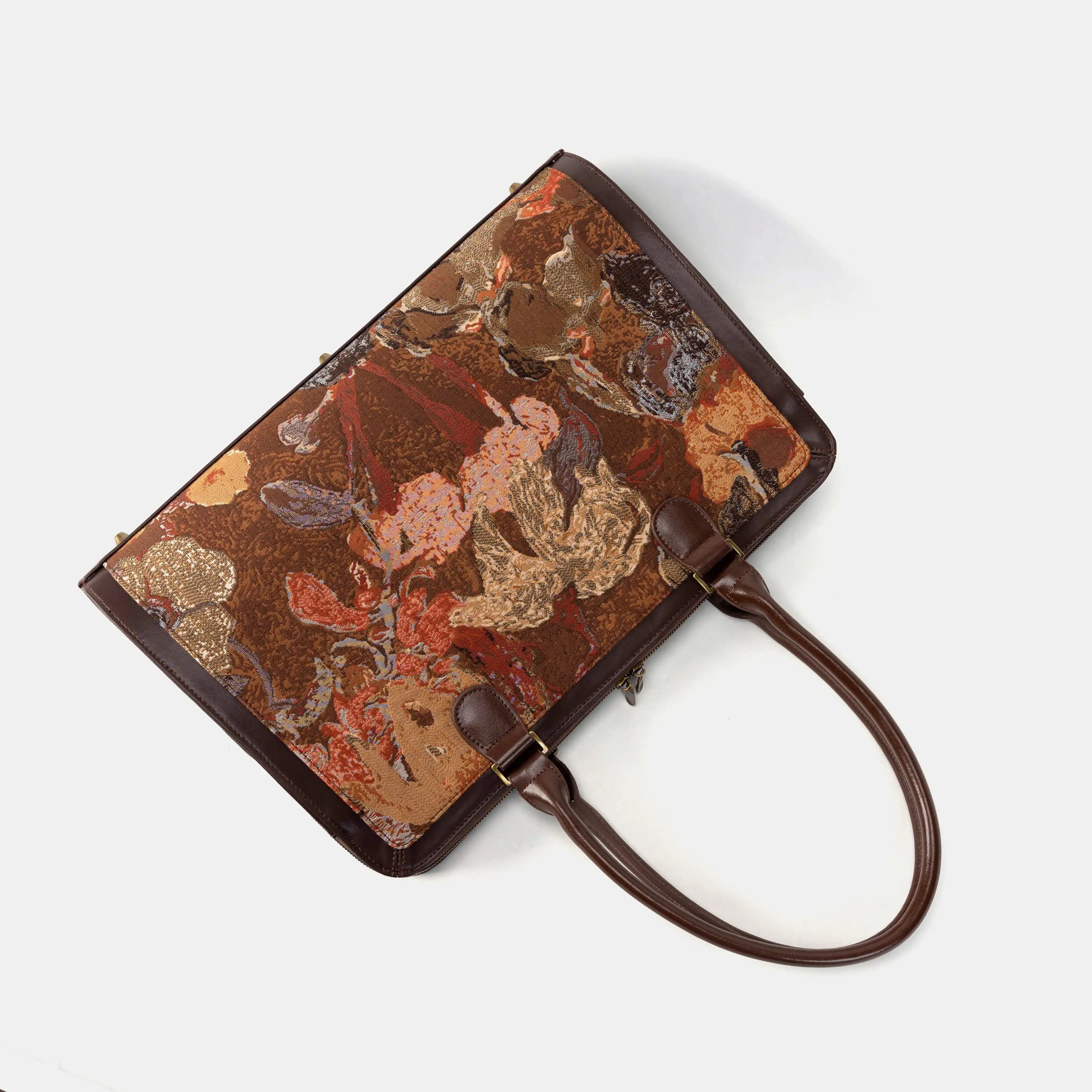 Abstract Brown Business Tote of America lay flat