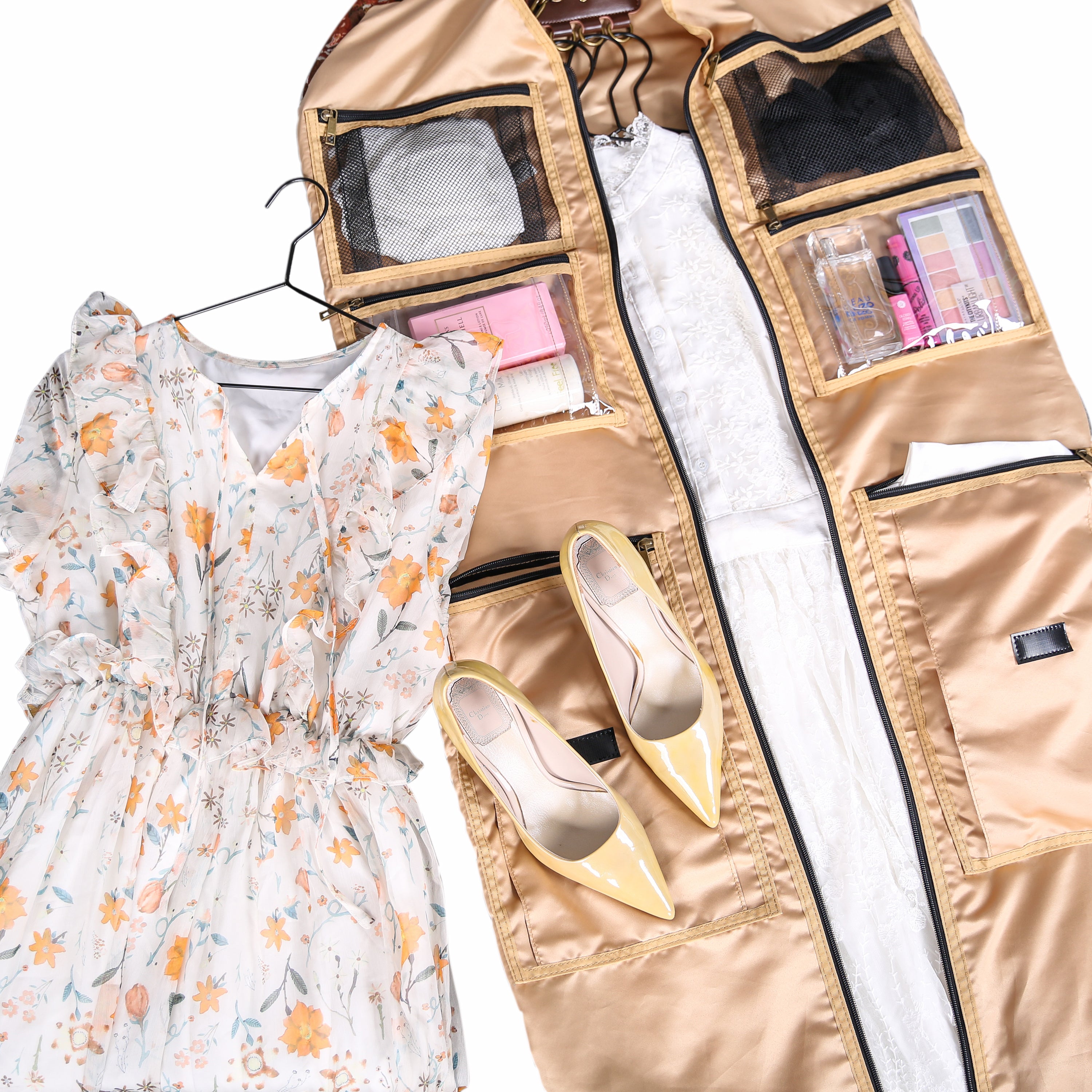Abstract Brown Carpet Garment Bag carpet bag of America in use