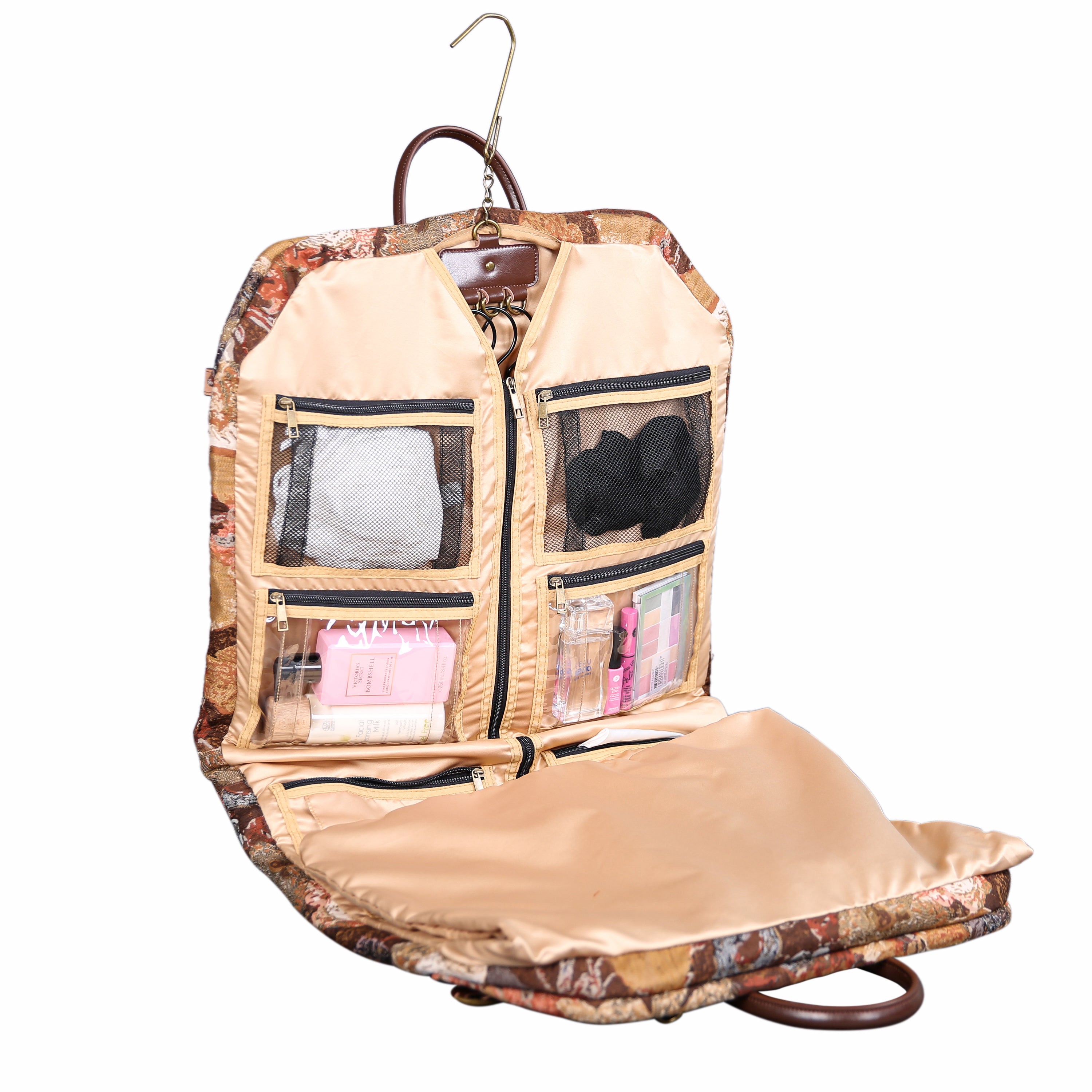 Abstract Brown Carpet Garment Bag carpet bag of America in use