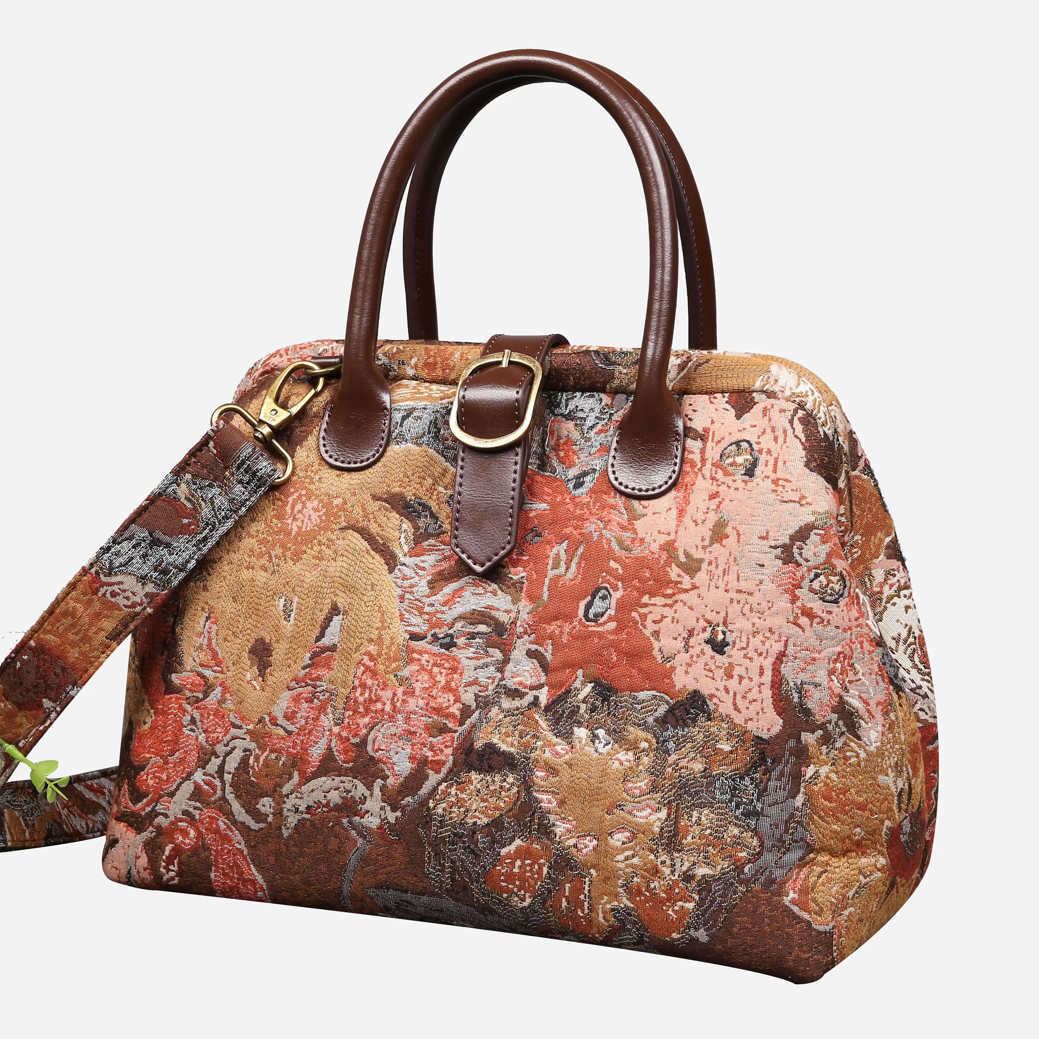 Abstract Brown Carpet Handbag Purse carpet bag MCW Handmade of America front