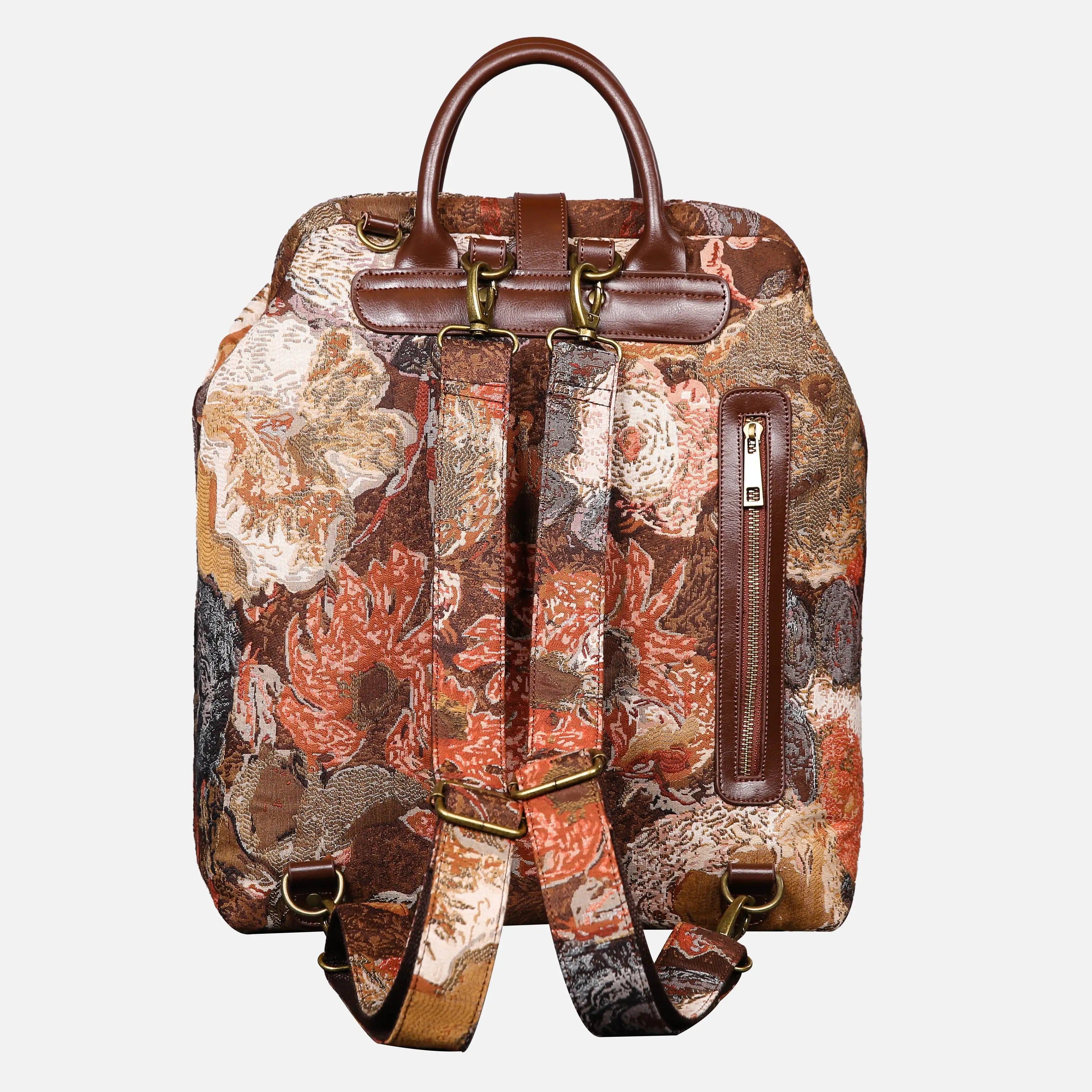 Abstract Brown Carpet Laptop Backpack Carpetbag of America back