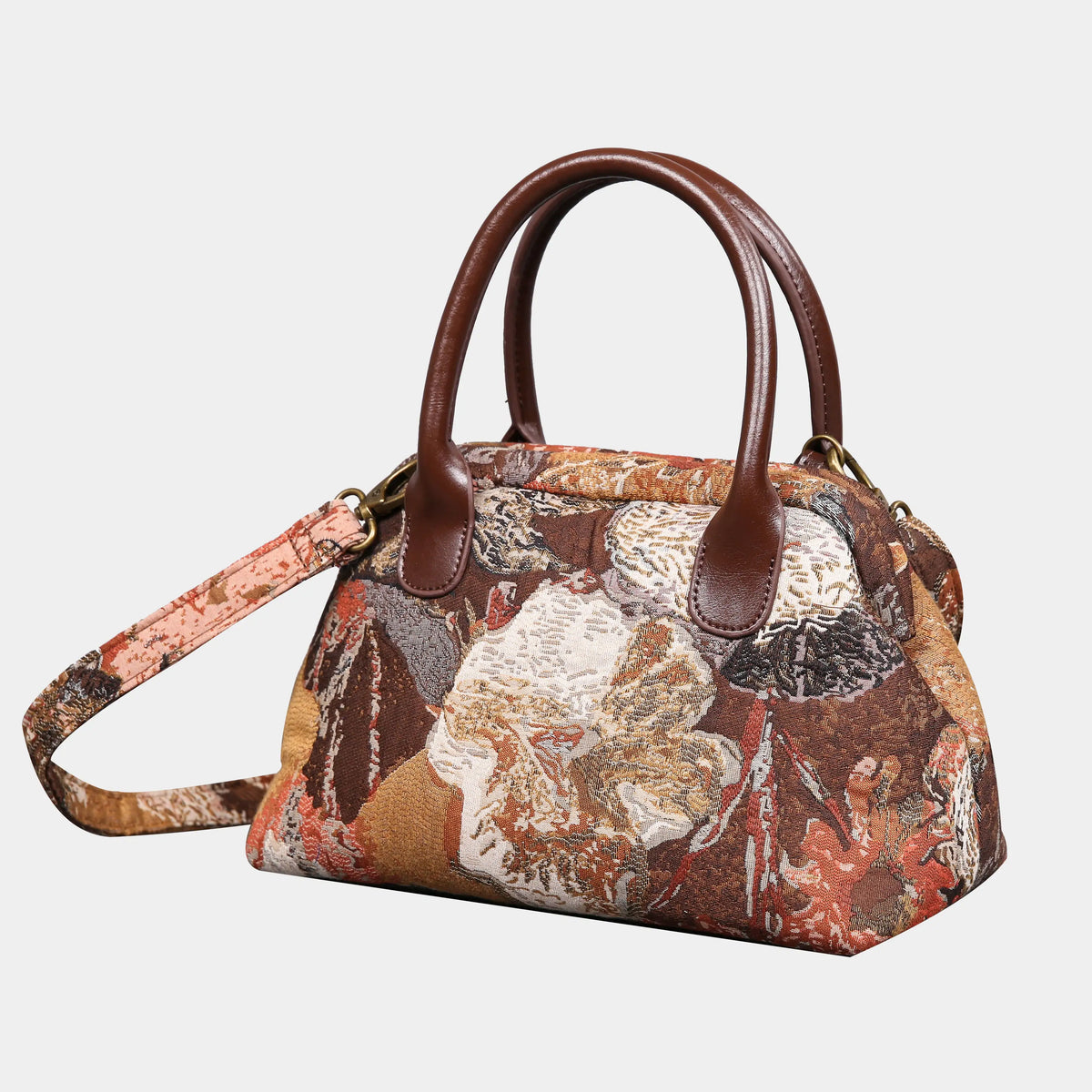 Abstract Brown Carpet Satchel carpet bag MCW Handmade of America front