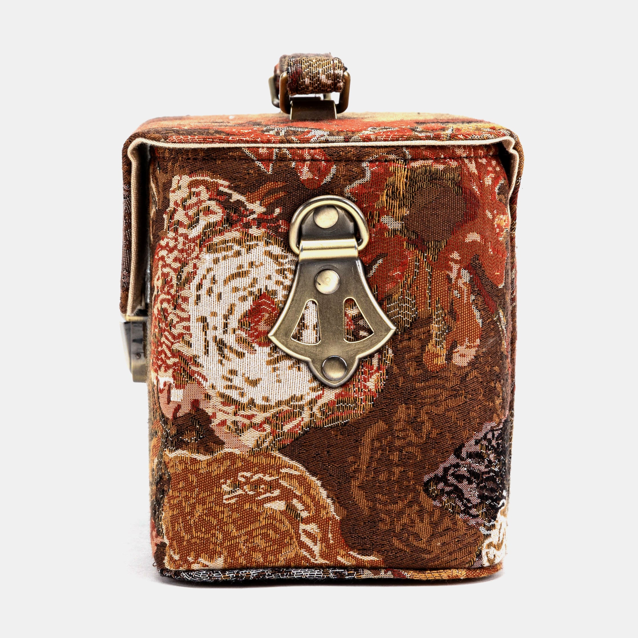 Abstract Brown Clara Medium Train Case Purse of America side