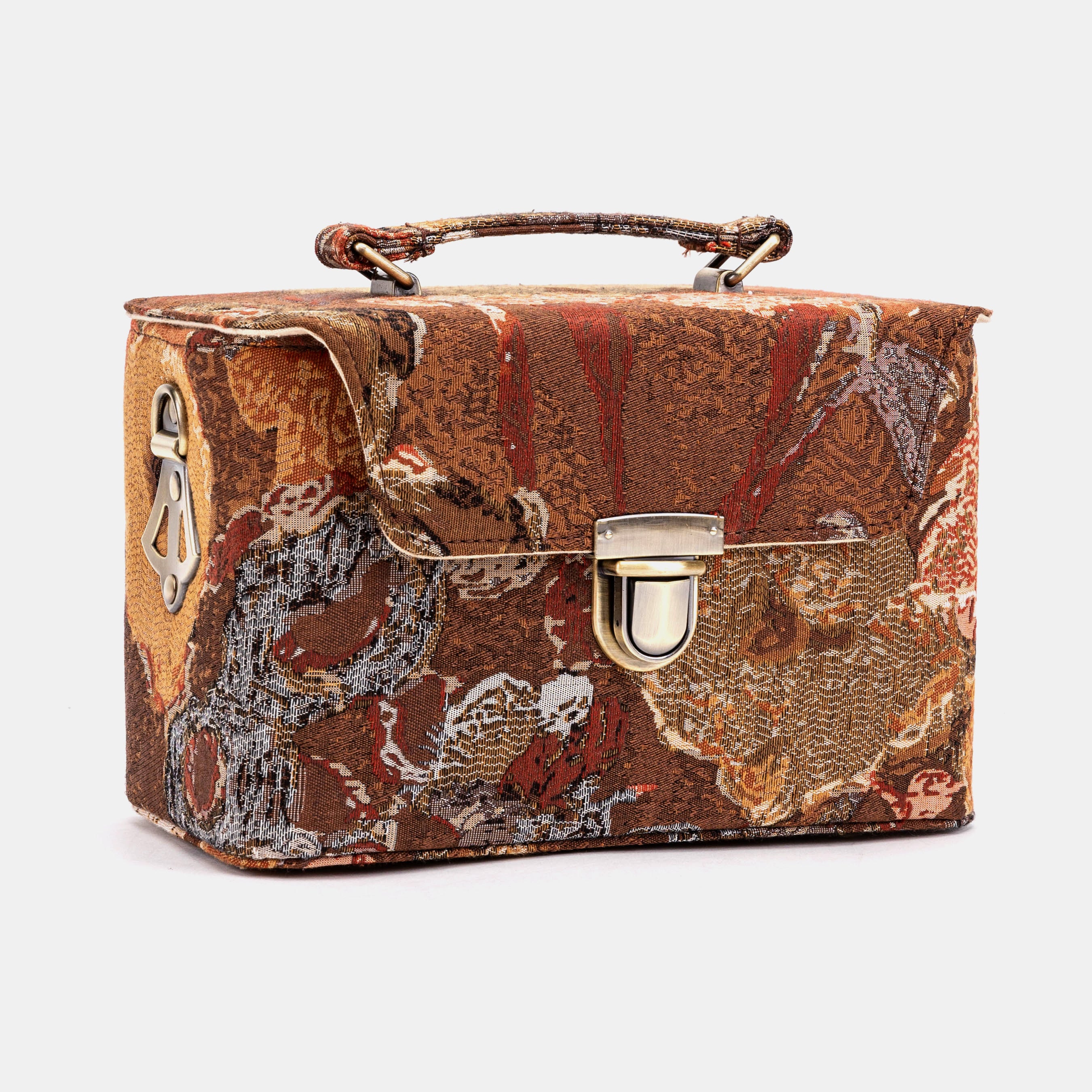 Abstract Brown Clara Medium Train Case Purse of America  front side