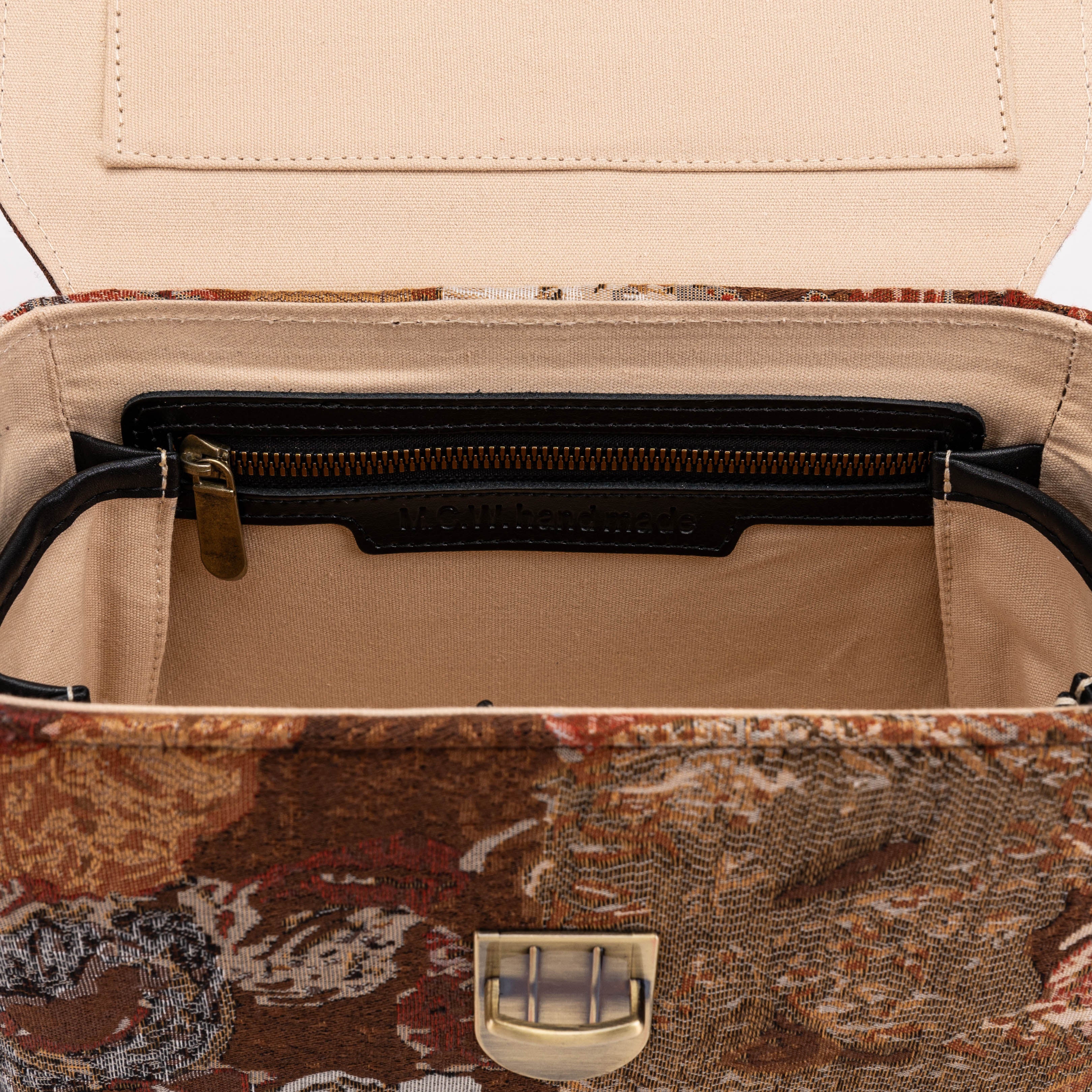 Abstract Brown Clara Medium Train Case Purse of America  detail