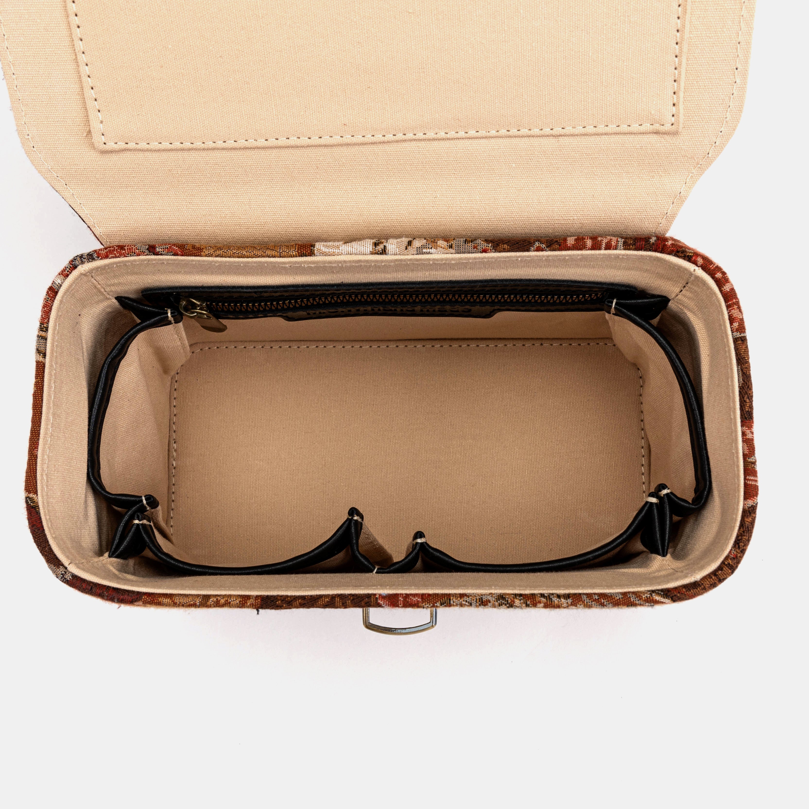 Abstract Brown Clara Medium Train Case Purse of America inside
