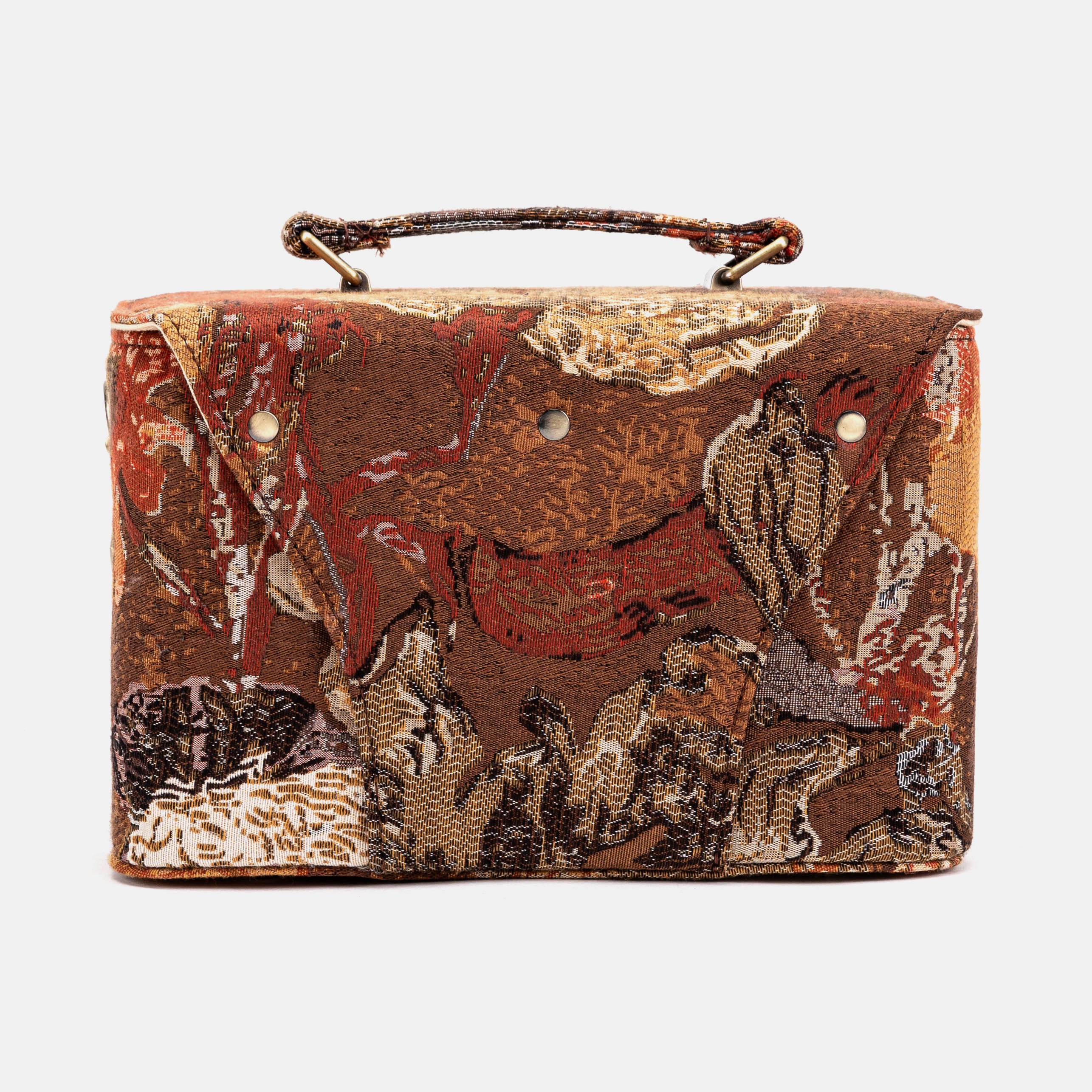 Abstract Brown Clara Medium Train Case Purse  of America back