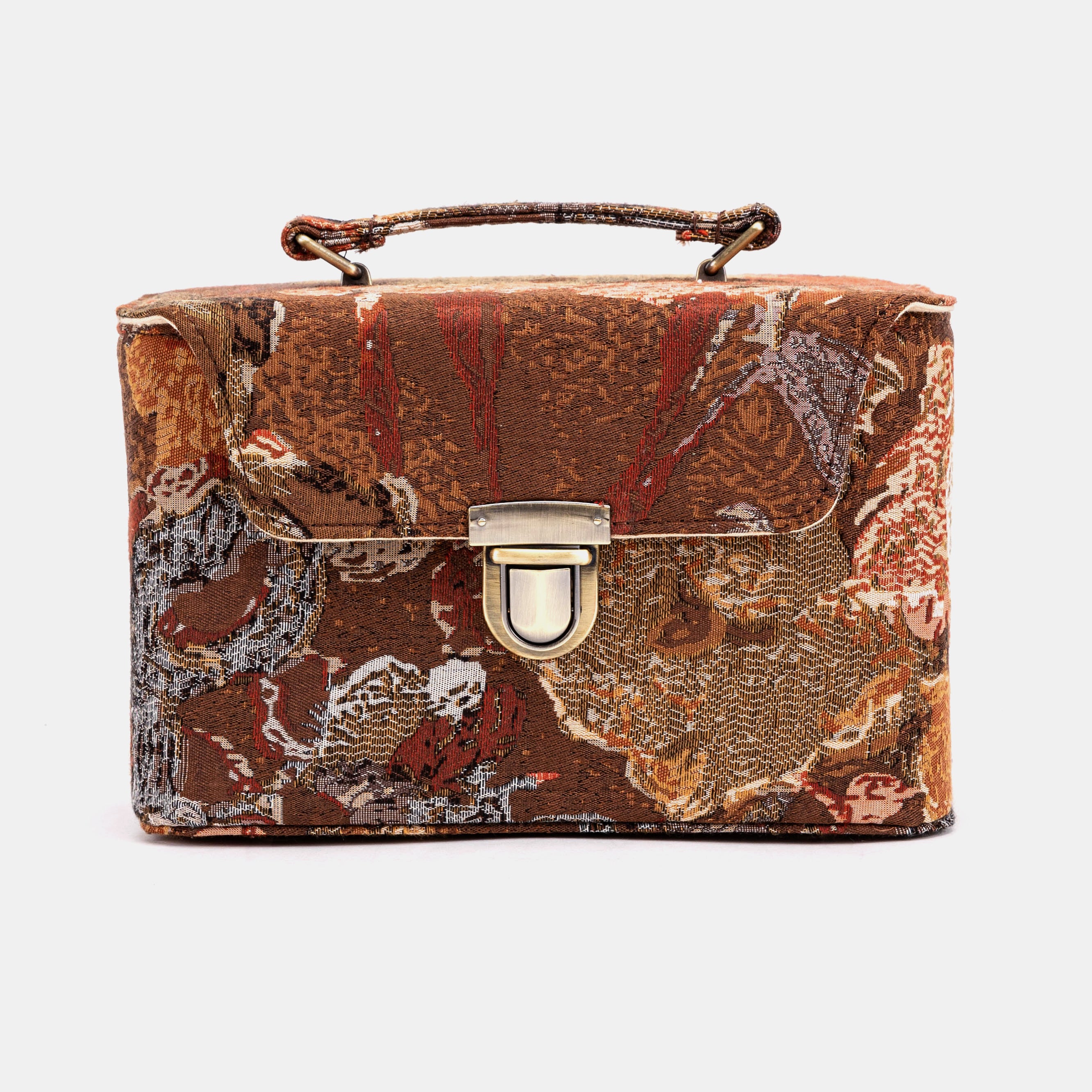 Abstract Brown Clara Medium Train Case Purse of America
 front