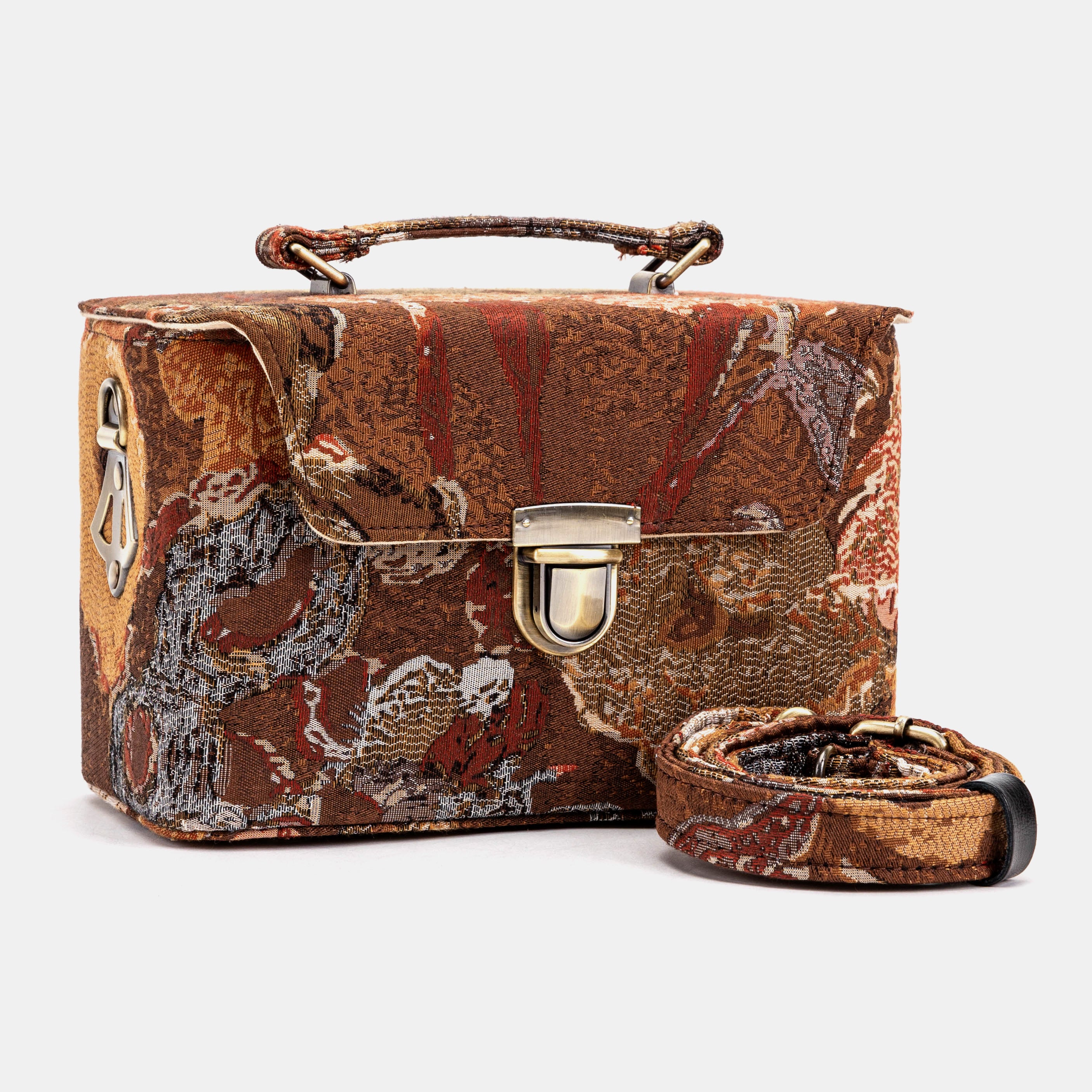 Abstract Brown Clara Medium Train Case Purse of America
 main