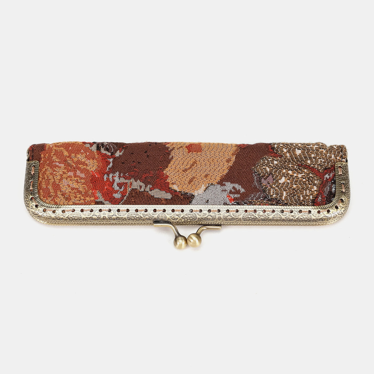 Abstract Brown Duo Pen Case Carpetbag of America front