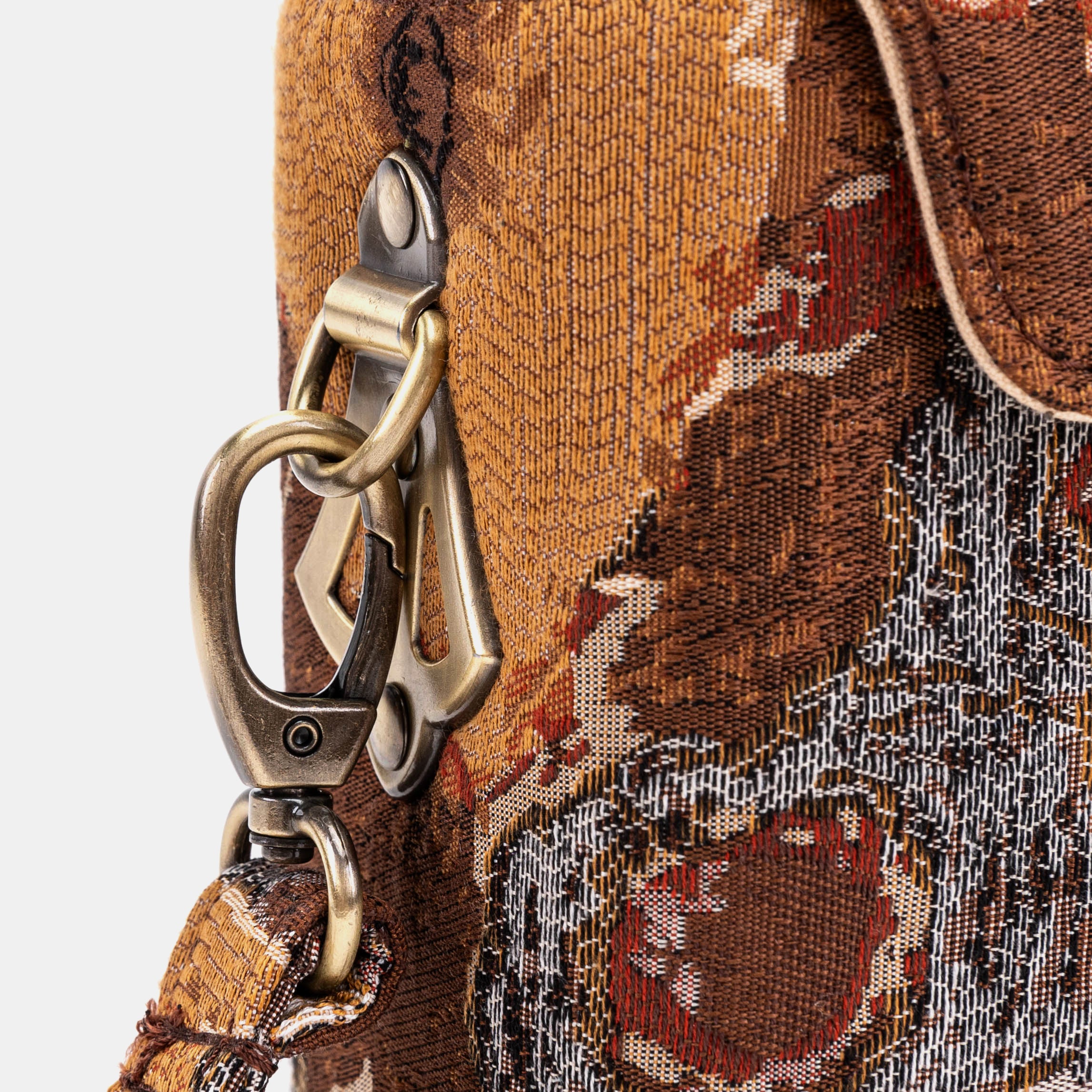 Abstract Brown Emma Small Train Case Crossbody of America clasp