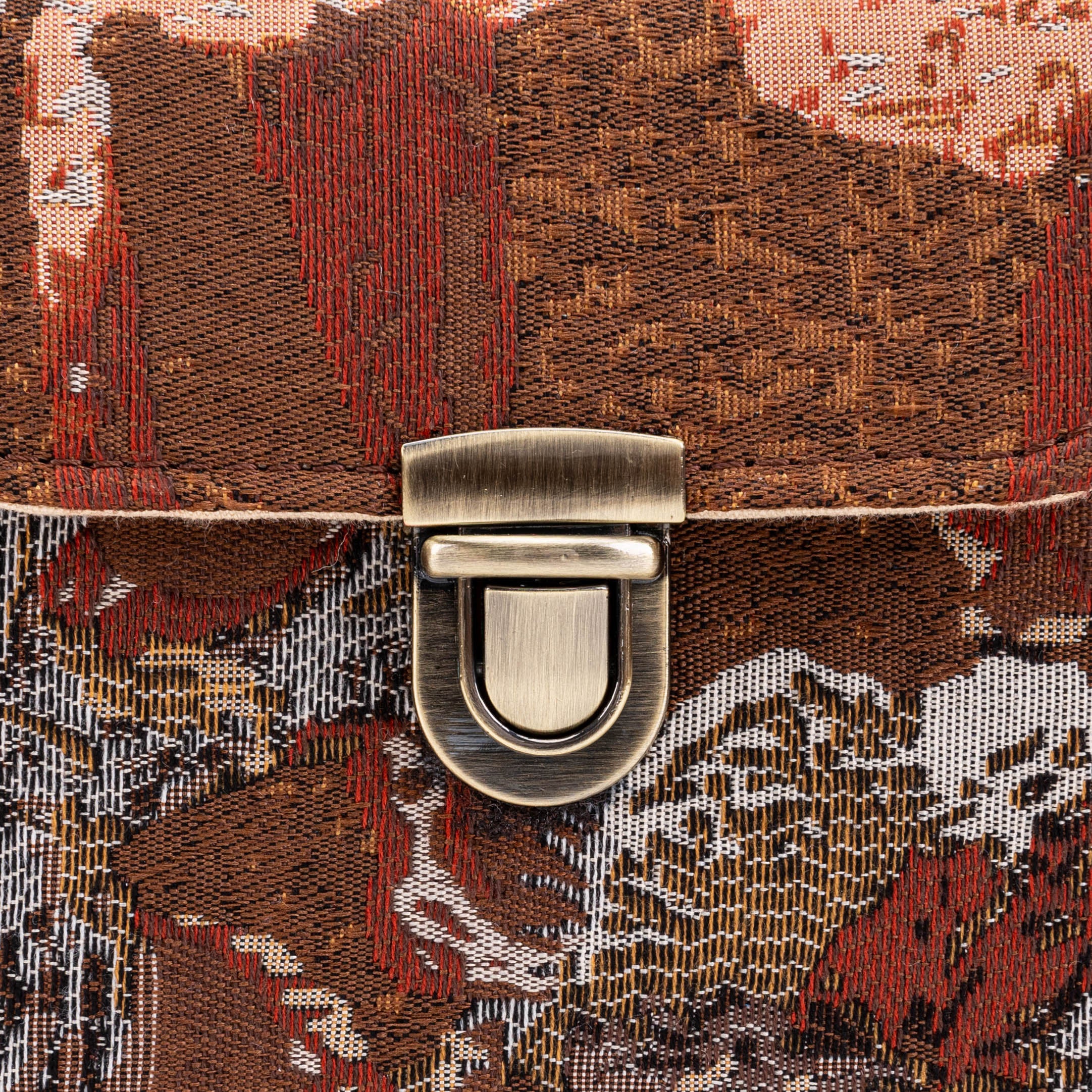 Abstract Brown Emma Small Train Case Crossbody of America tuck lock