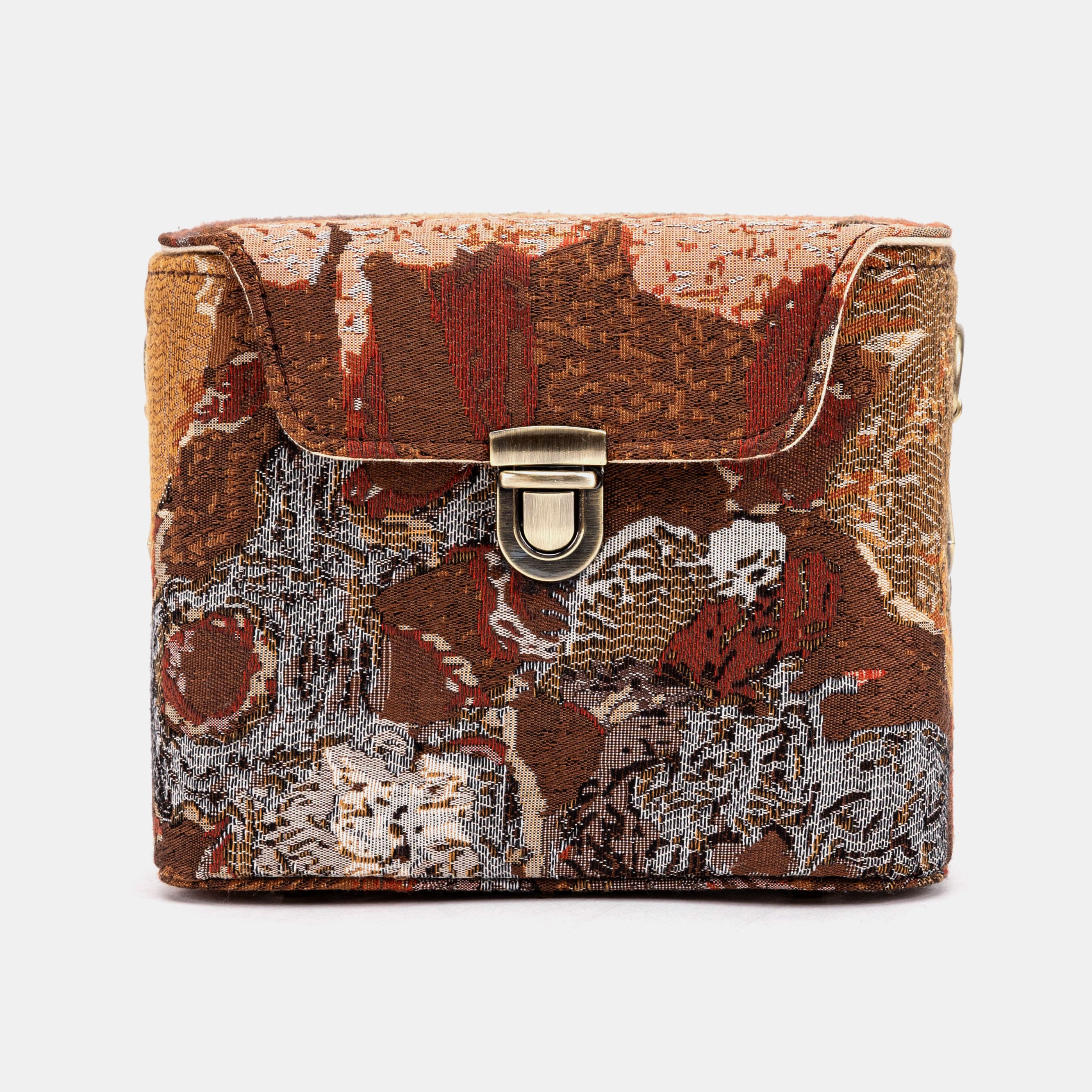 Abstract Brown Emma Small Train Case Crossbody of America front