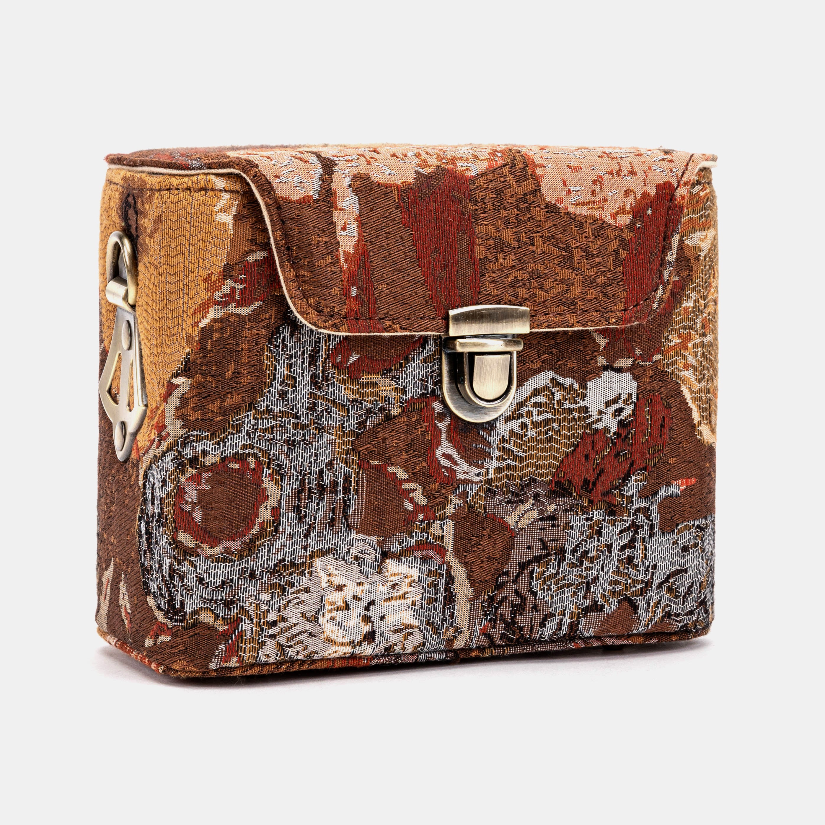 Abstract Brown Emma Small Train Case Crossbody of America front side