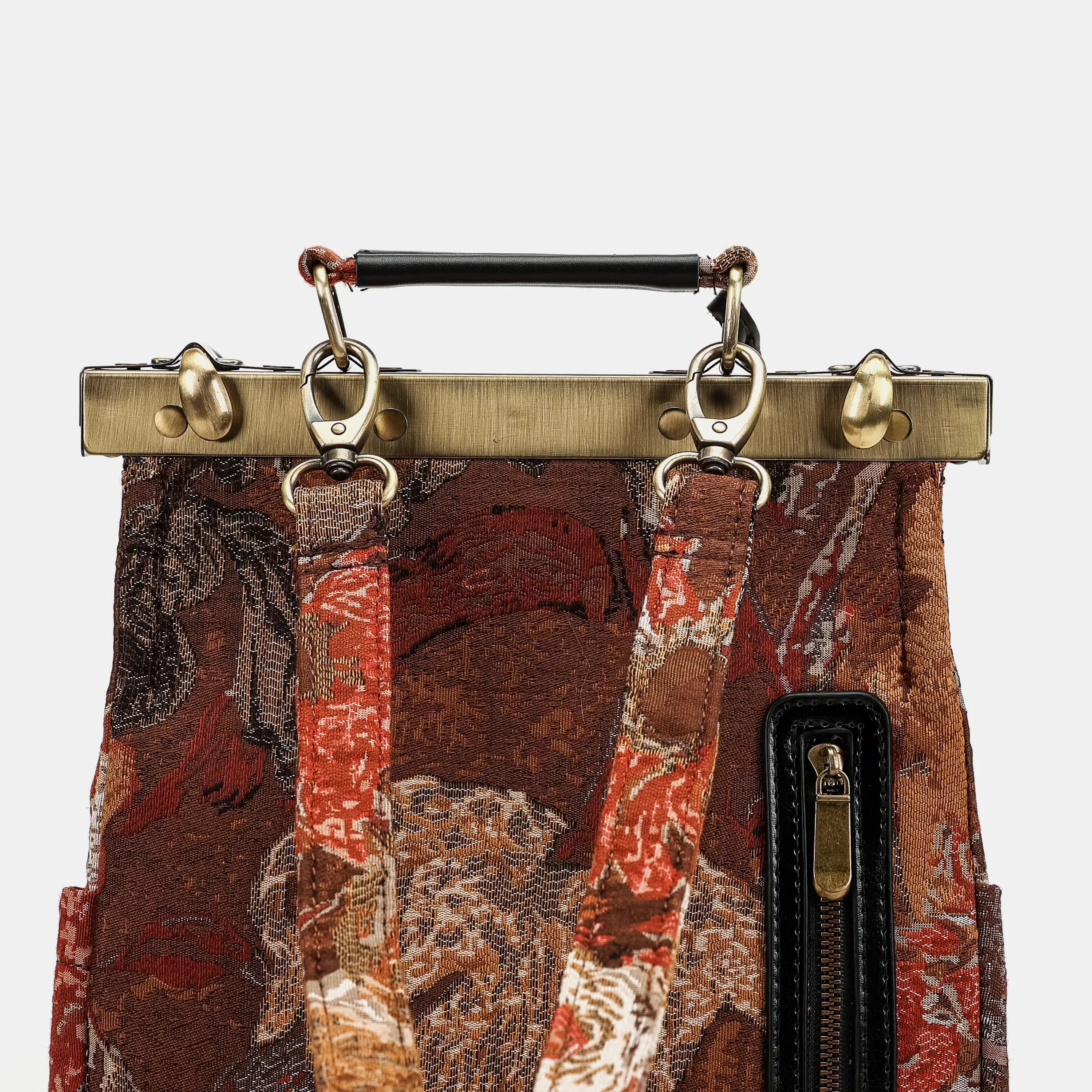Abstract Brown Helena Carpet Gladstone Backpack of America back details