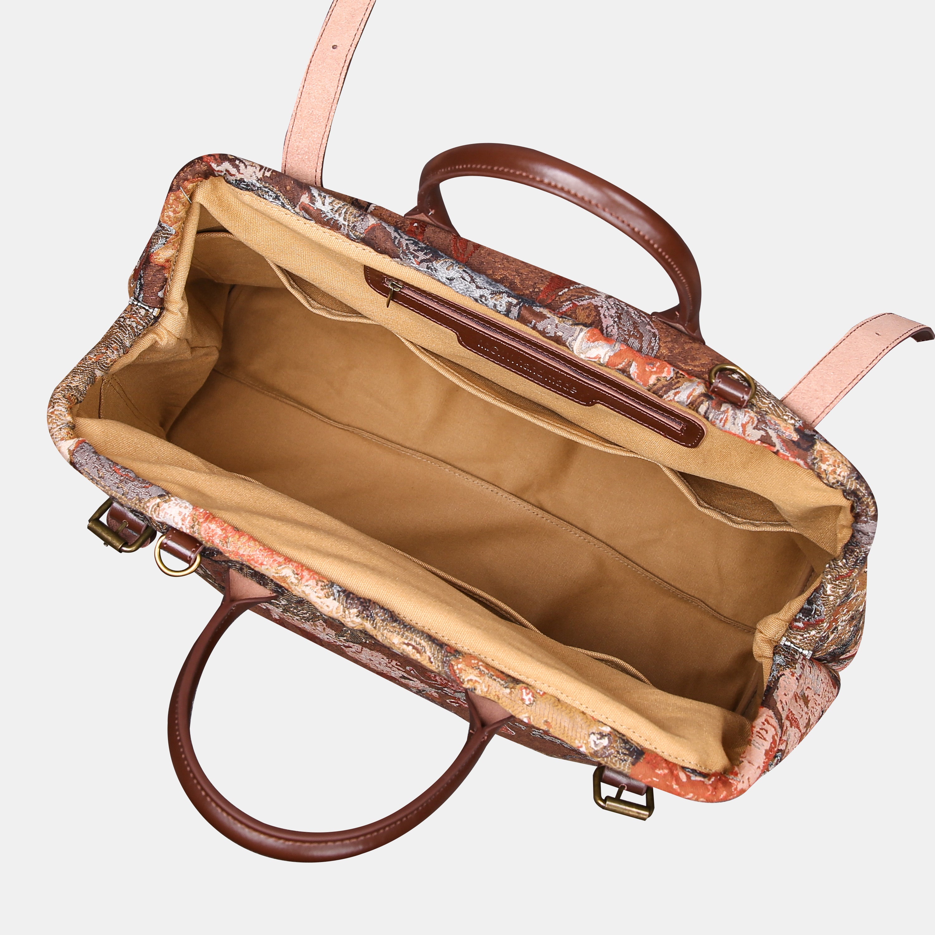 Abstract Brown Large Carpetbag  of America inside