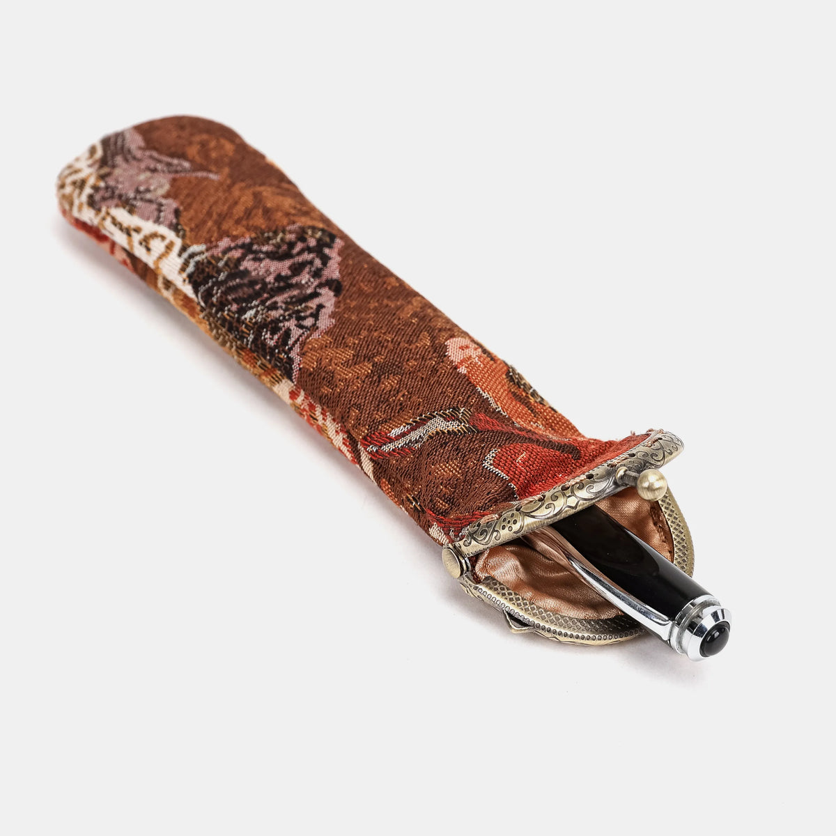 Abstract Brown Solo Pen Case Carpetbag of America in use