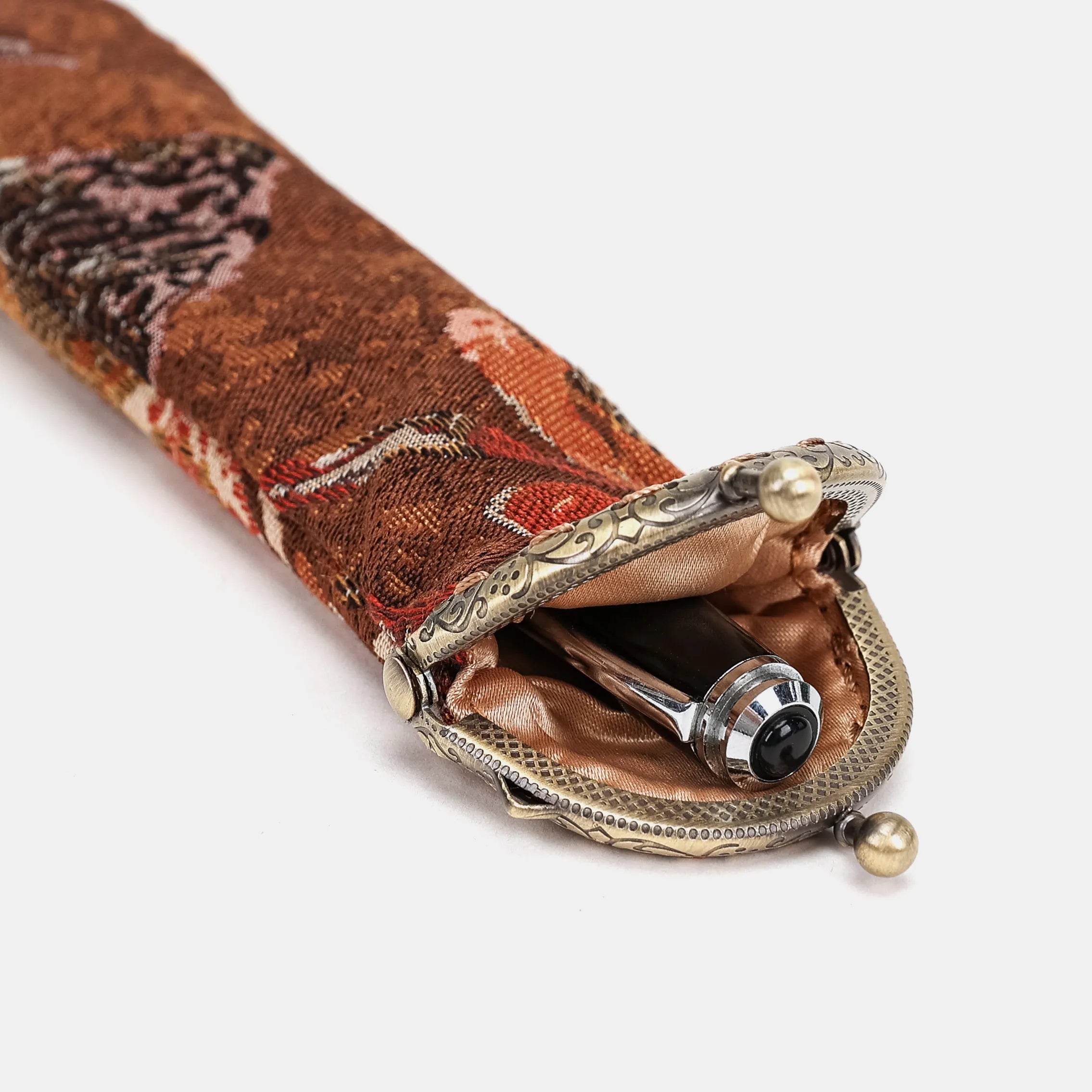Abstract Brown Solo Pen Case Carpetbag of America open