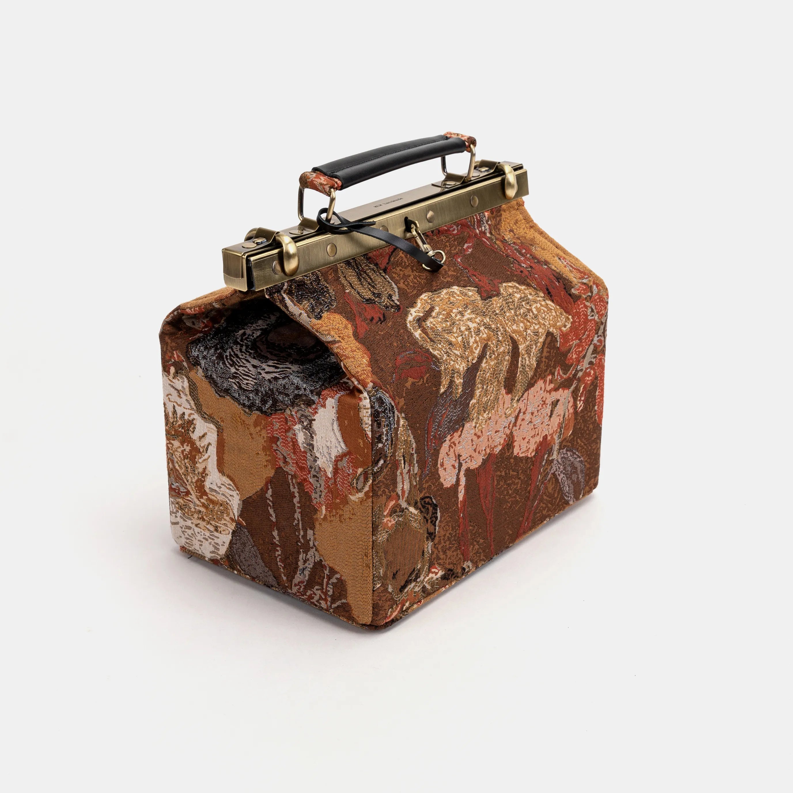 Abstract Brown Vivienne Carpet Purse Gladstone Bag of America side