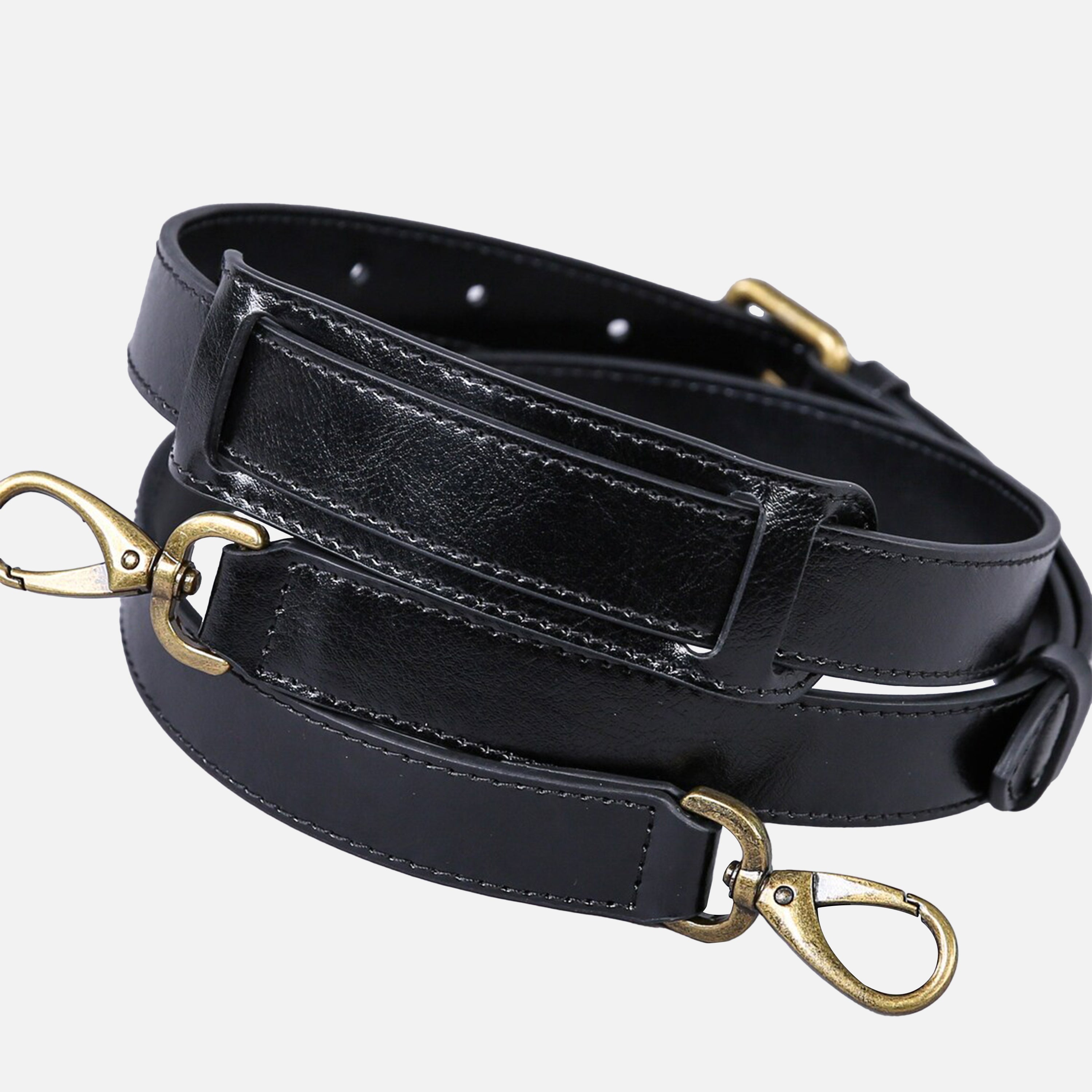 Adjustable Leather Shoulder 1" Strap for Medium to Large Bags of America black