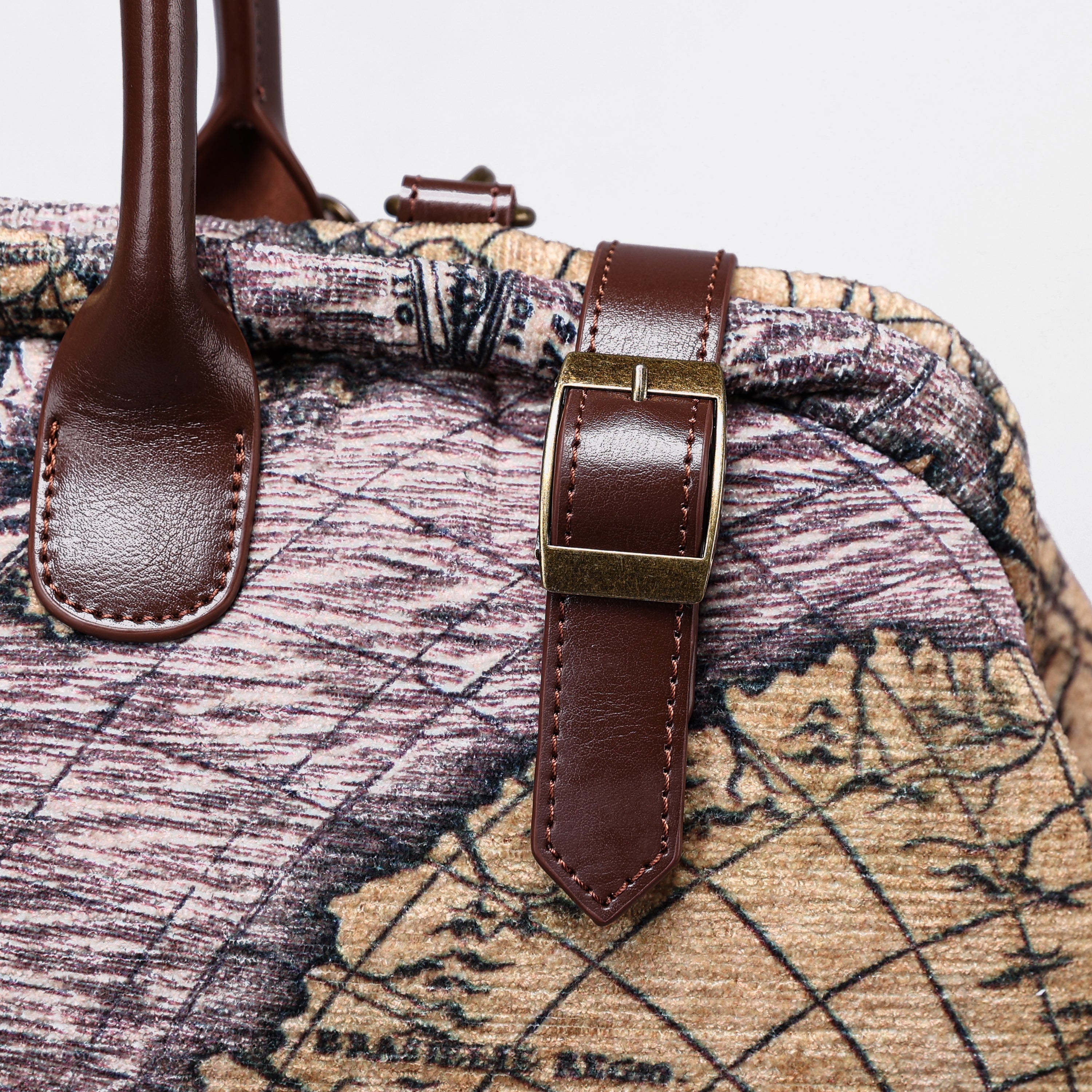 Ancient Map Large Carpetbag Carpetbag of America buckle