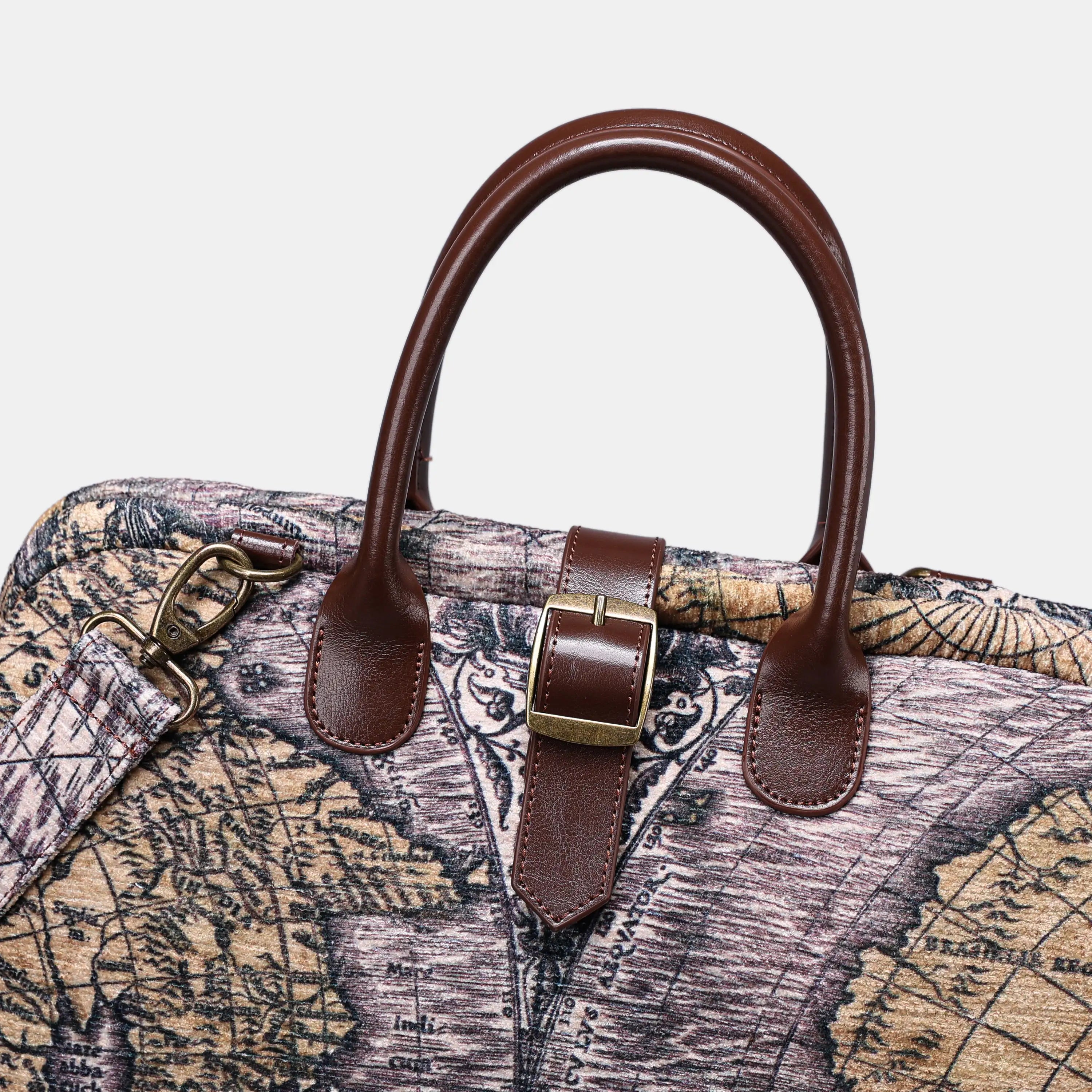 Ancient World Map Mary Poppins Weekender Carpetbag of America handle