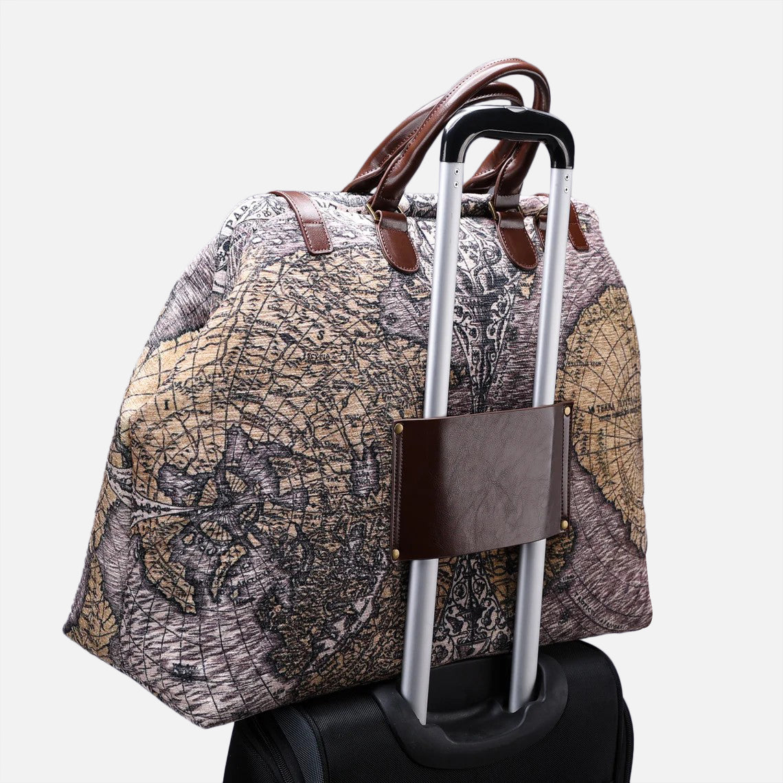Ancient World Map Men's Carpetbag of America with luggage sleeve-6