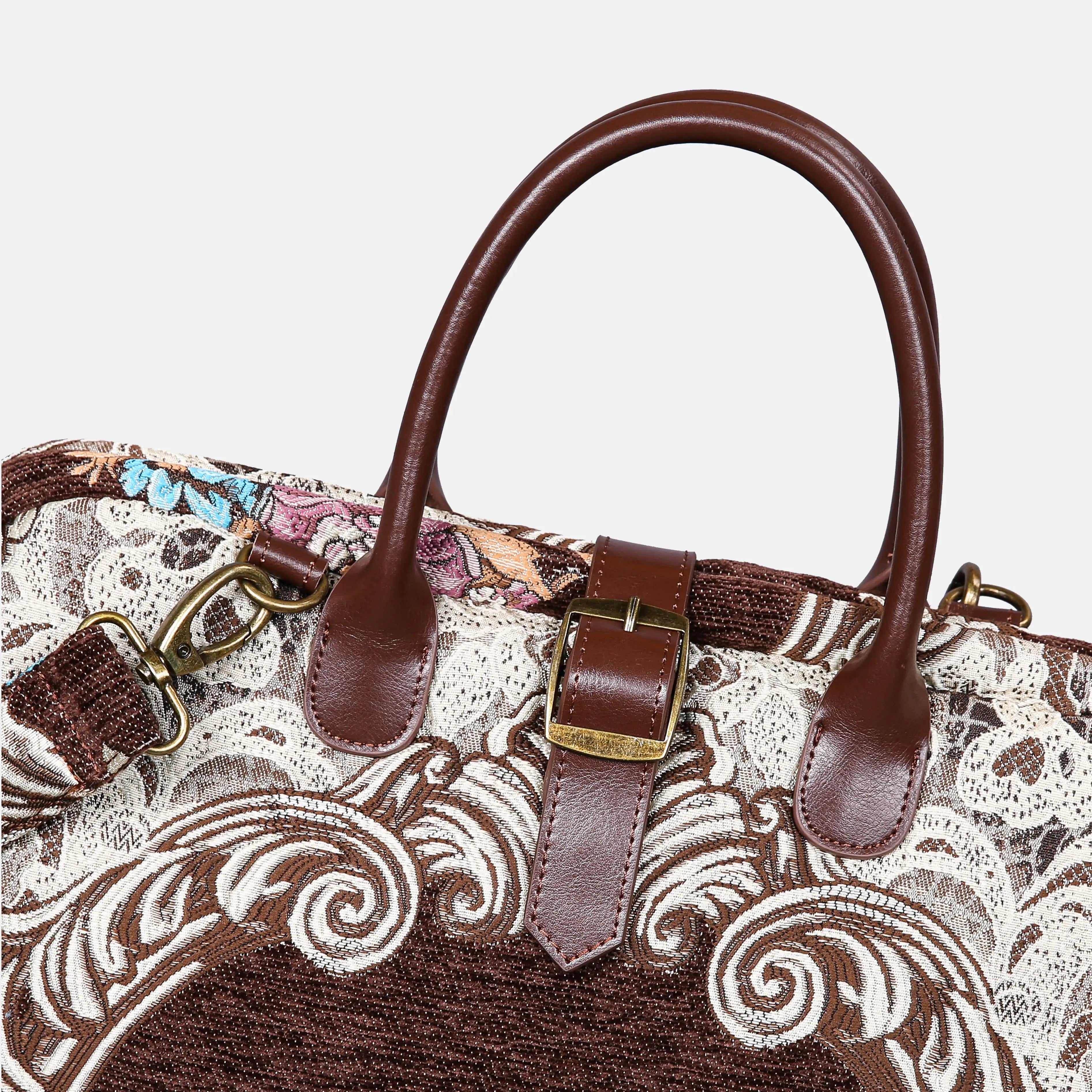 Baroque Bouquet Brown Mary Poppins Weekender carpet bag MCW Handmade buckle