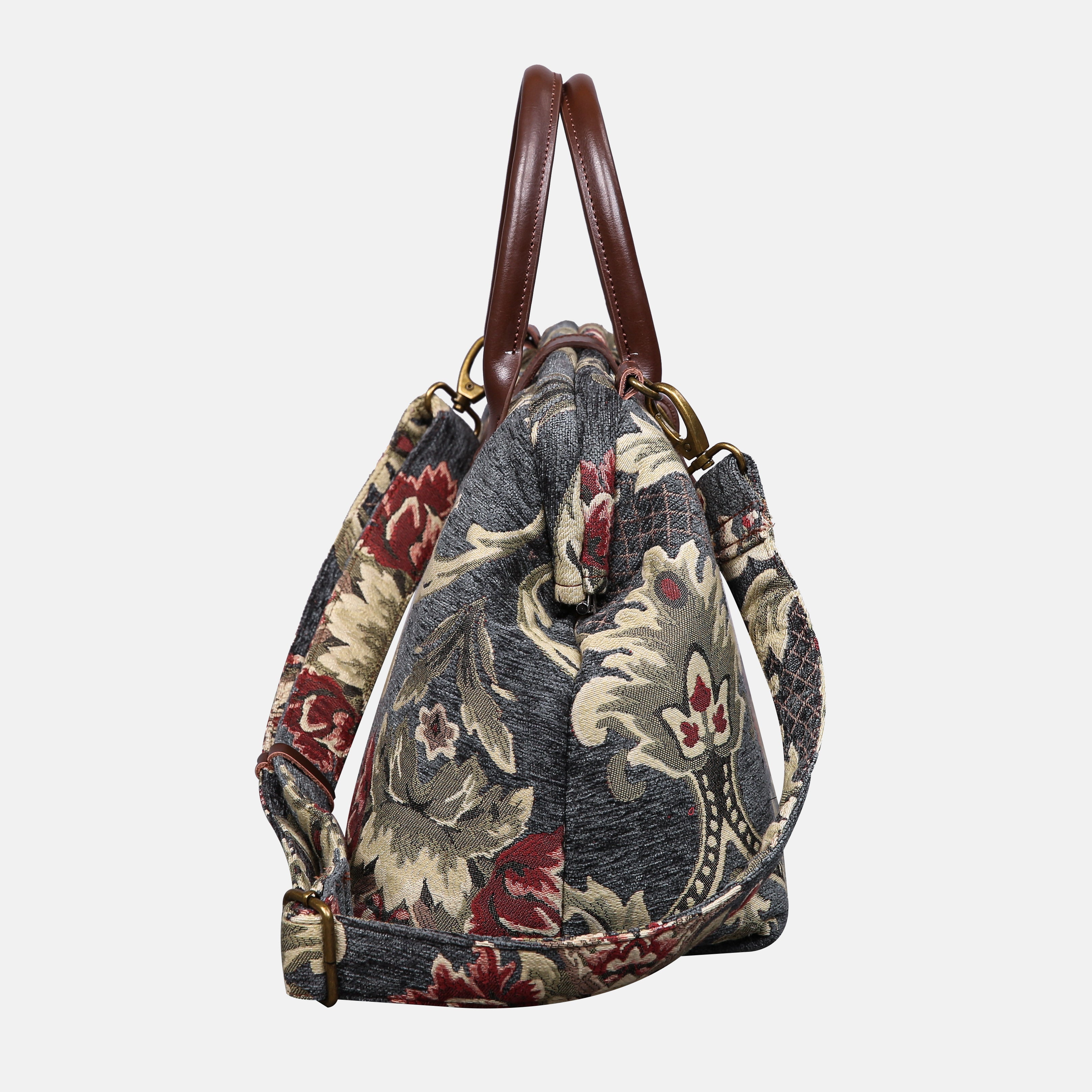 Baroque Floral Green Gray Carpet Handbag Purse carpet bag MCW Handmade of America side
