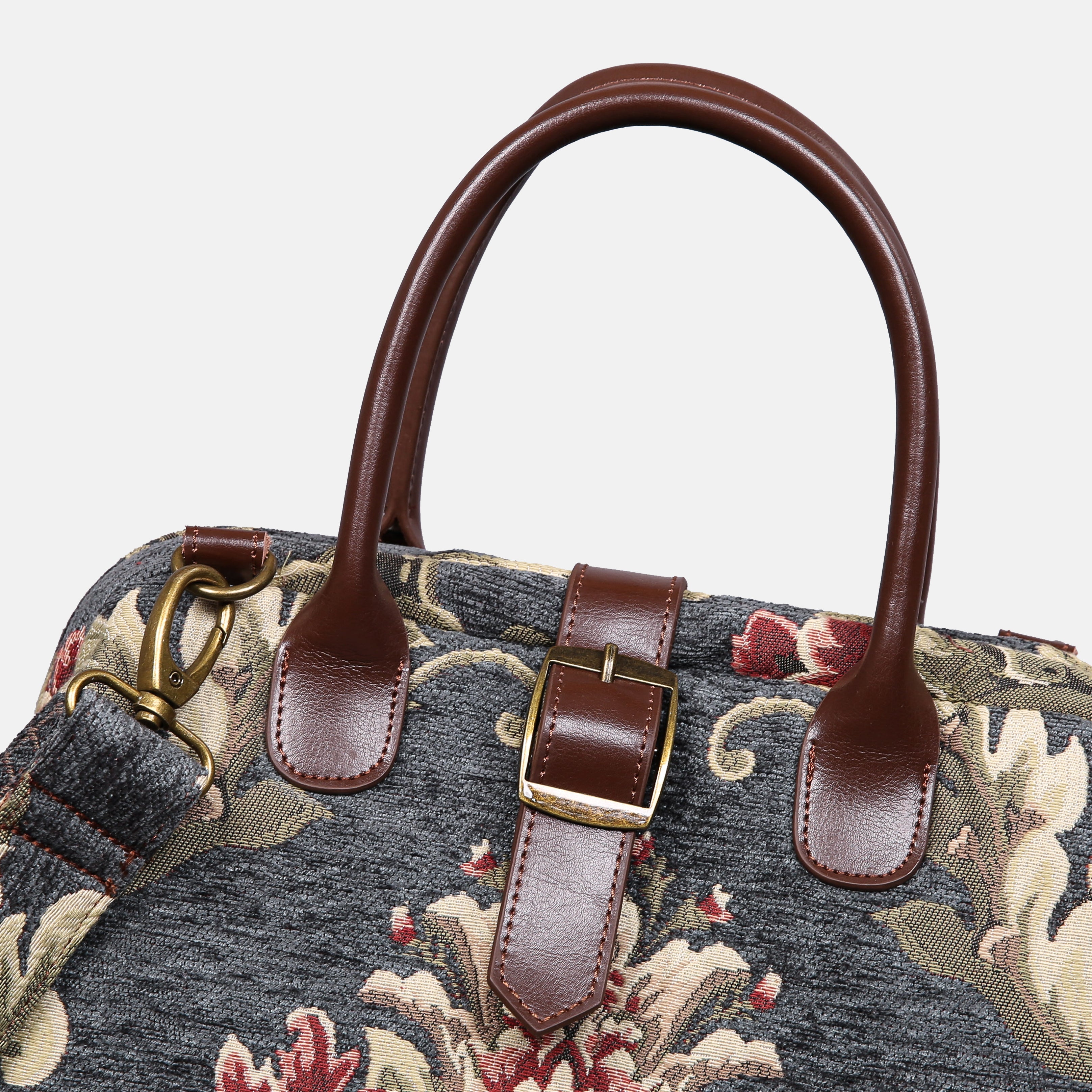Baroque Floral Green Gray Carpet Handbag Purse carpet bag MCW Handmade of America buckle