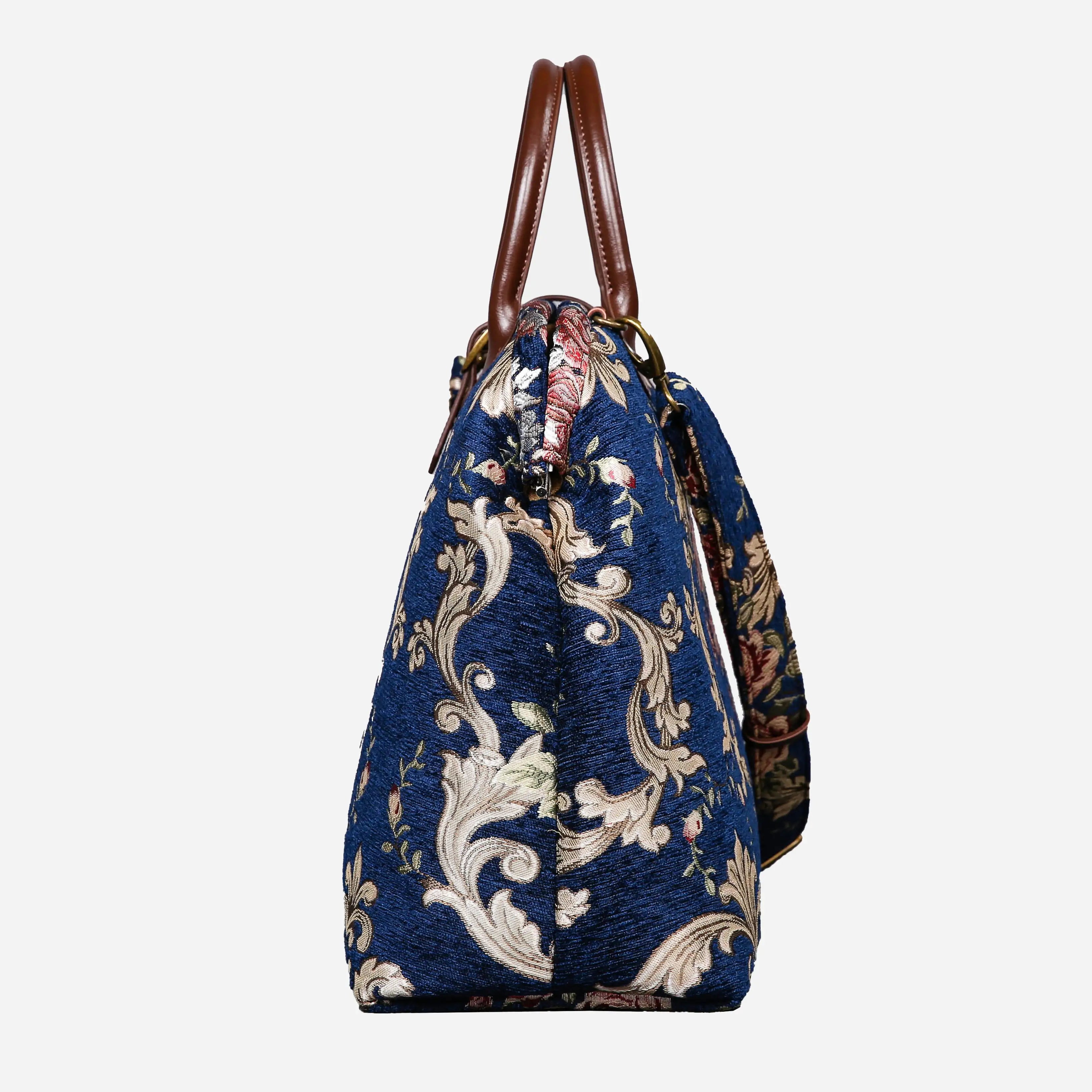 Baroque Garden Blue Mary Poppins Weekender Carpetbag of America side