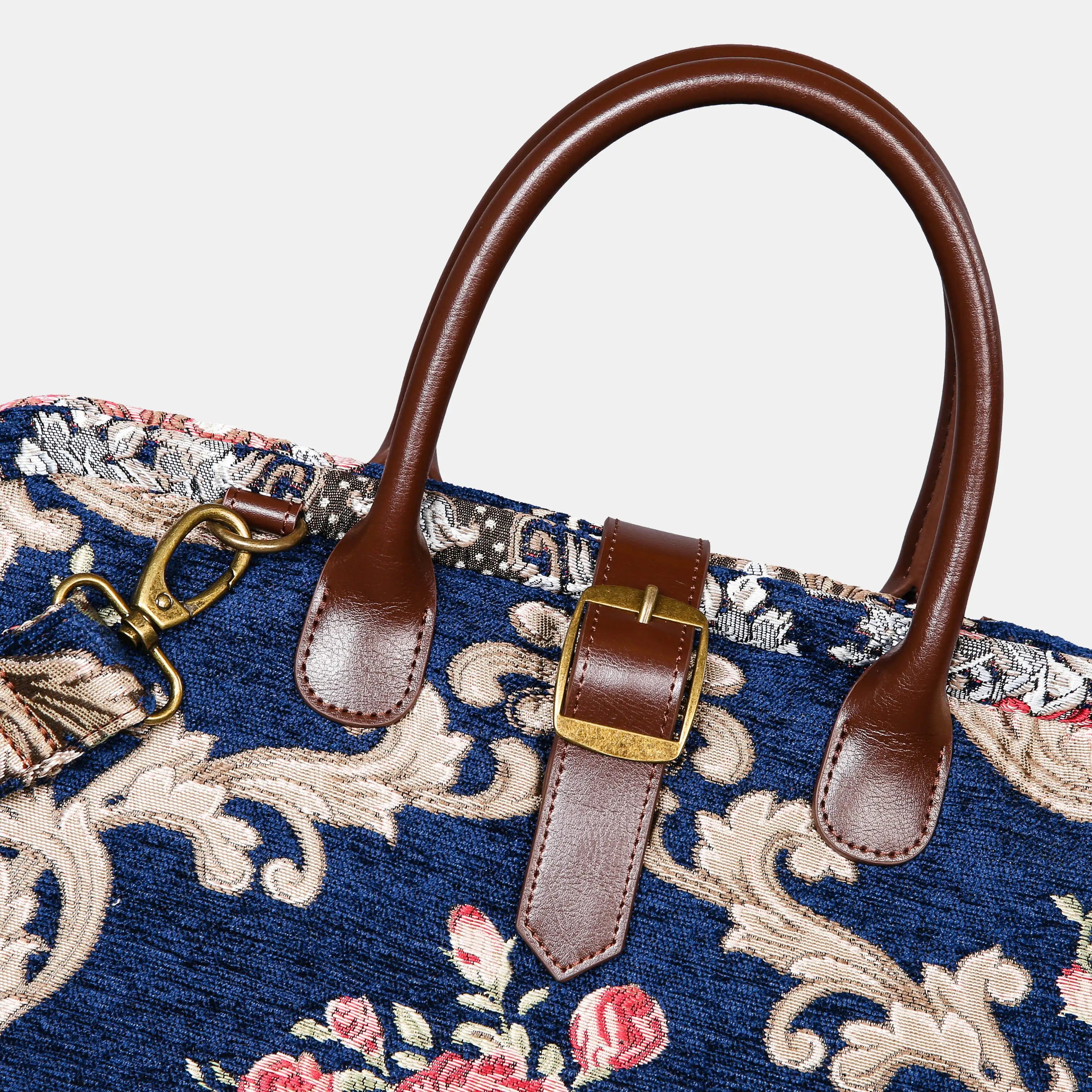 Baroque Garden Blue Mary Poppins Weekender Carpetbag of America buckle