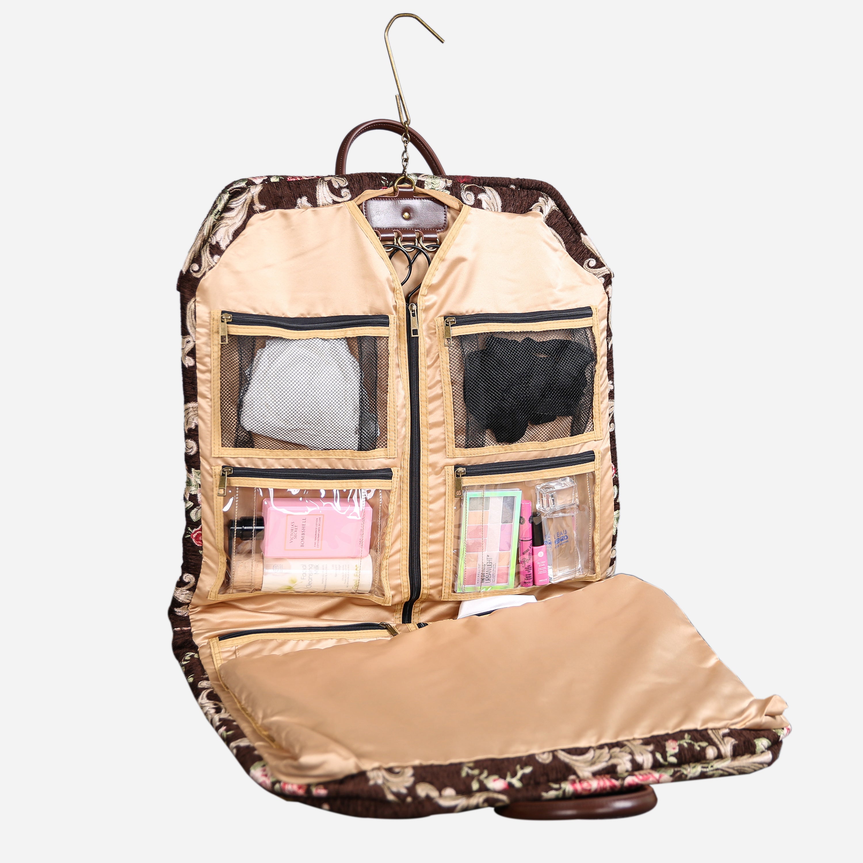 Baroque Garden Brown Carpet Garment Bag carpet bag of America in use