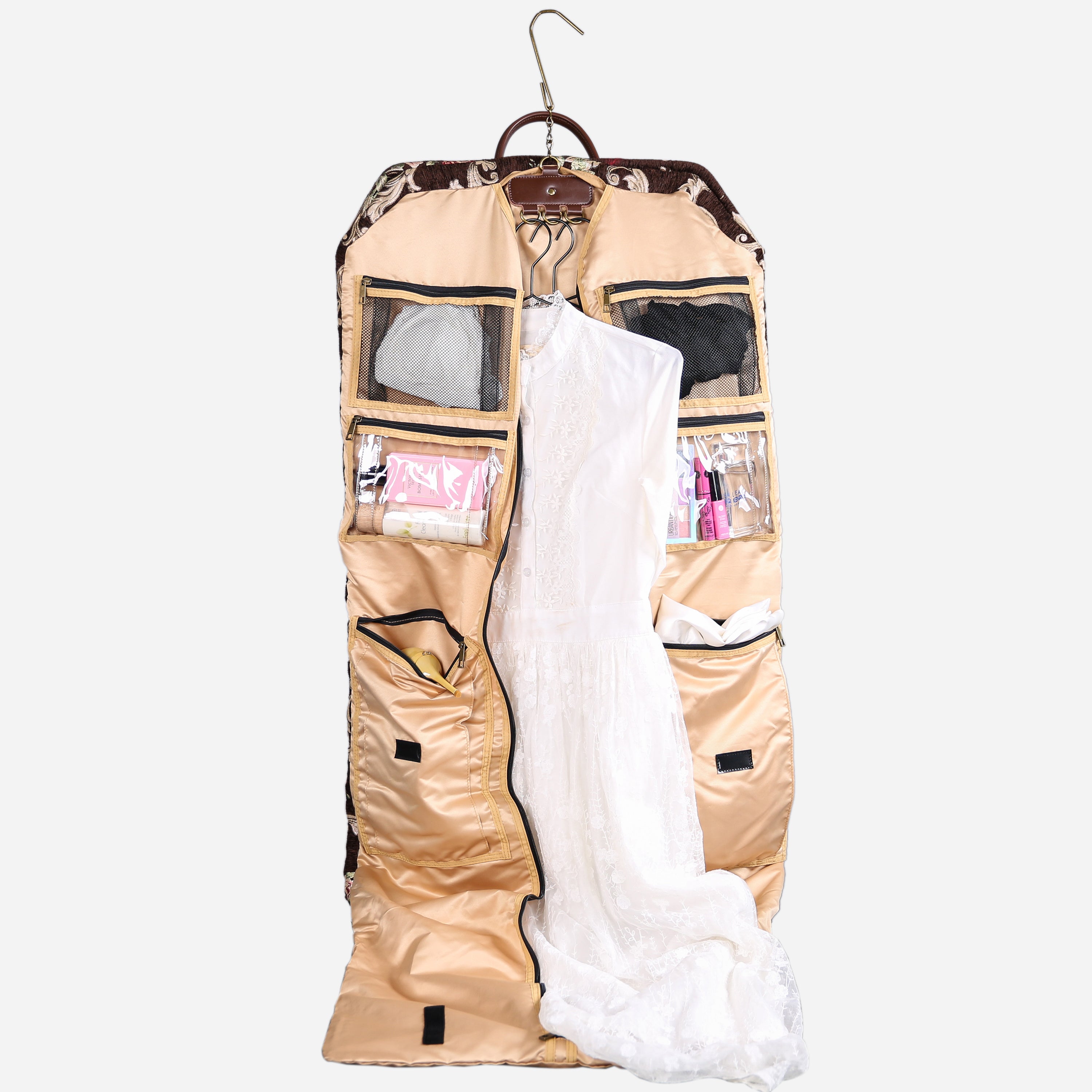 Baroque Garden Brown Carpet Garment Bag carpet bag of America in use