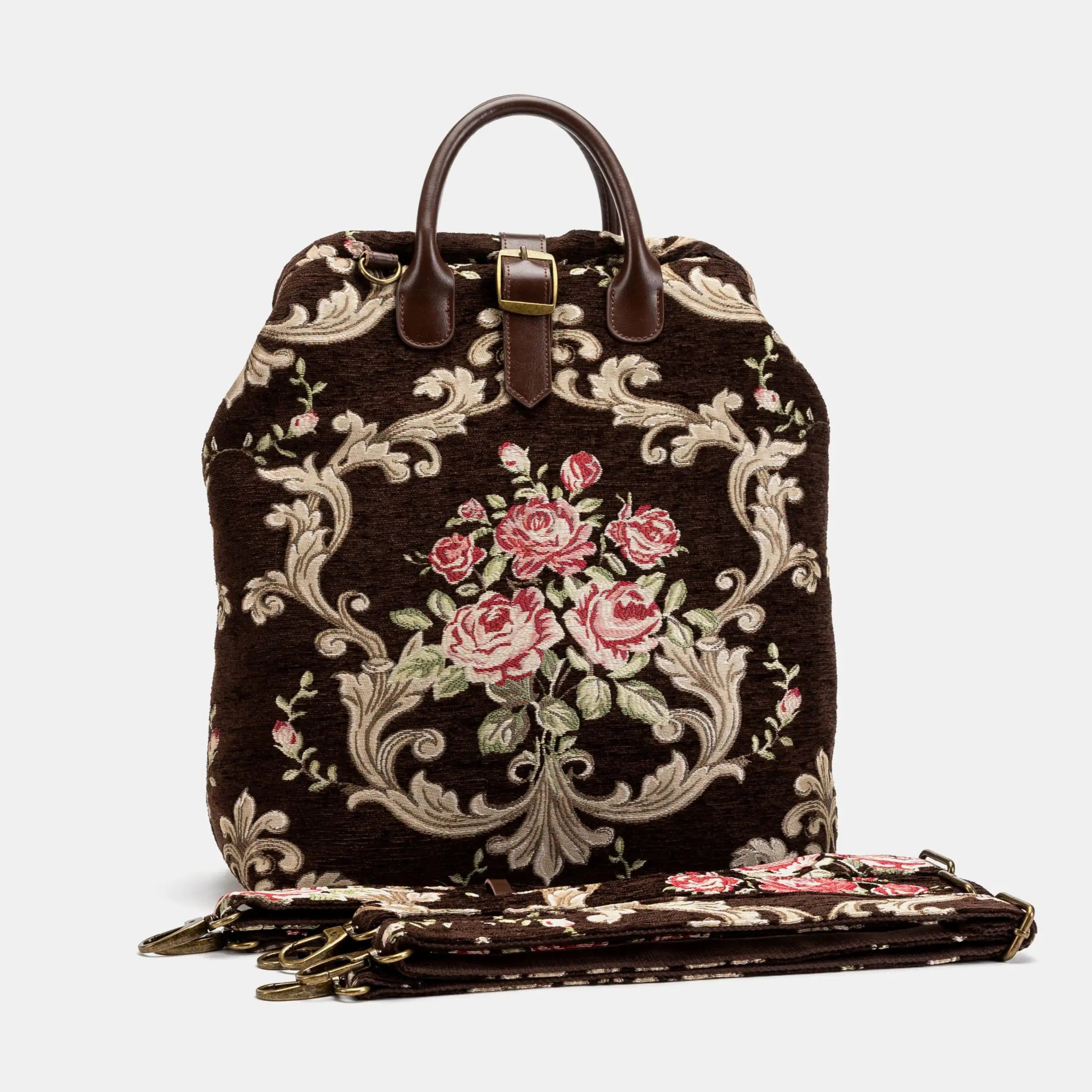 Baroque Garden Brown Carpet Laptop Backpack Carpetbag of America with straps
