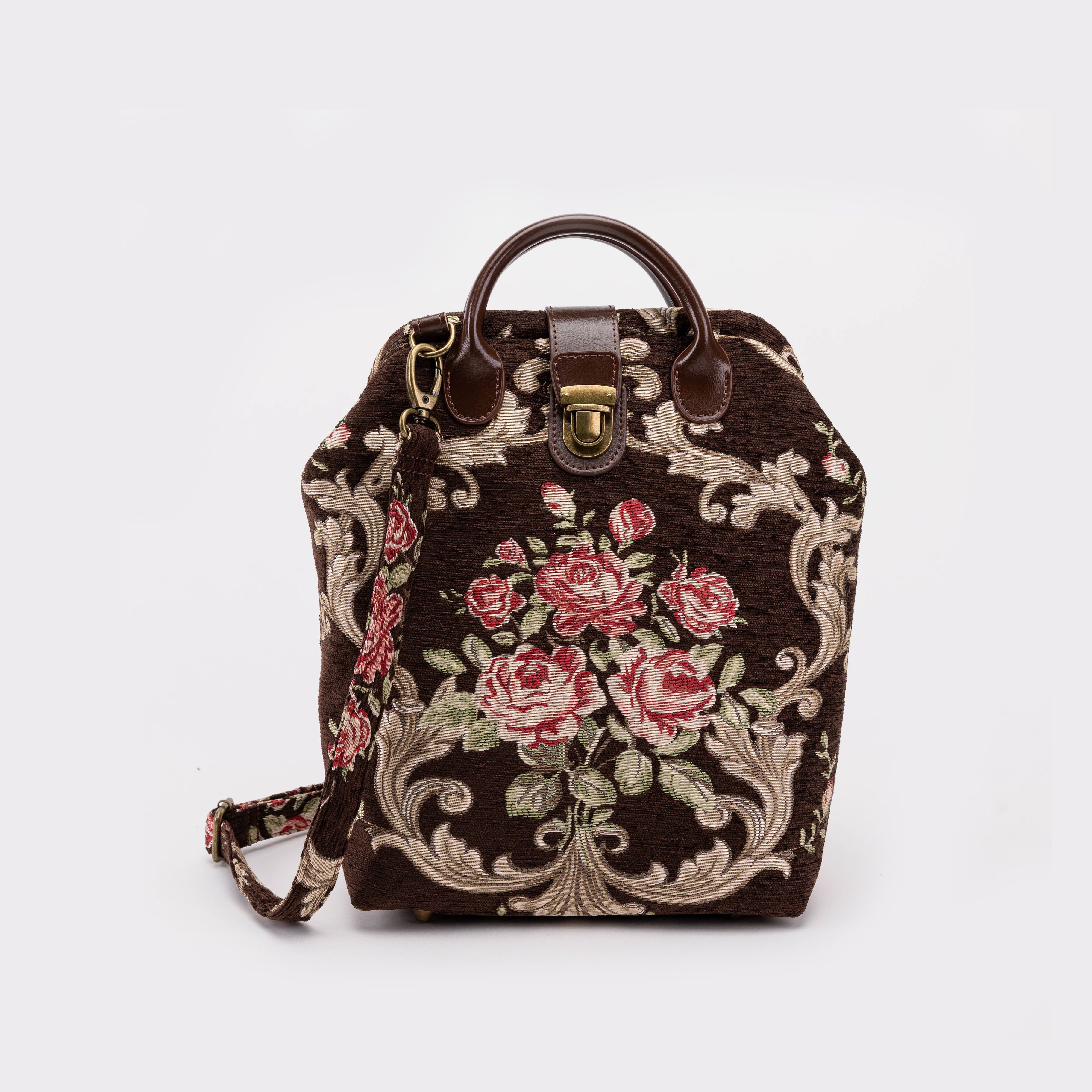 Baroque Garden Brown Carpet Everyday Backpack Carpetbag of America  with shoulder strap